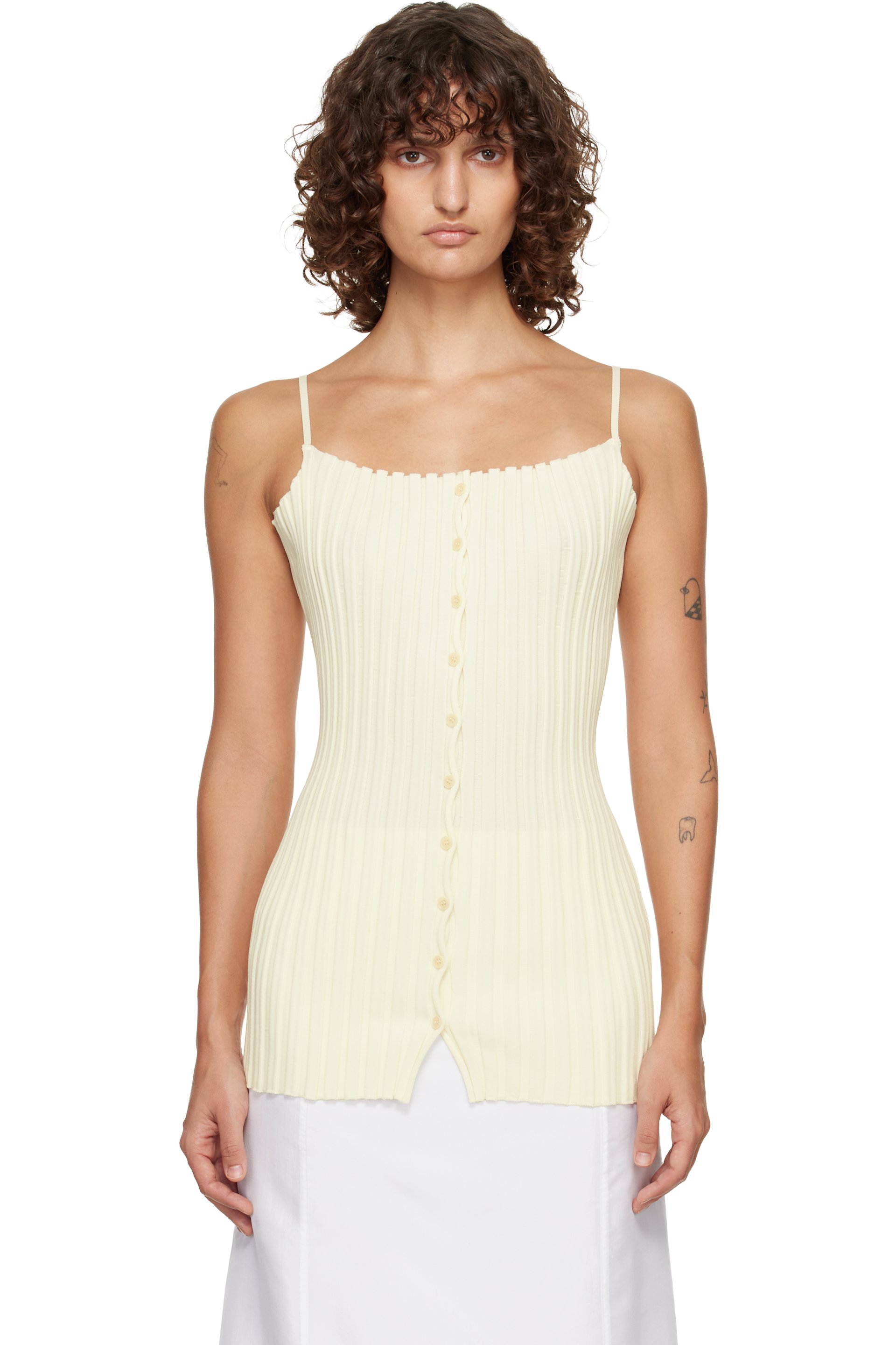 LE17SEPTEMBRE - Haut sans manches Millie blanc cassé en tricot