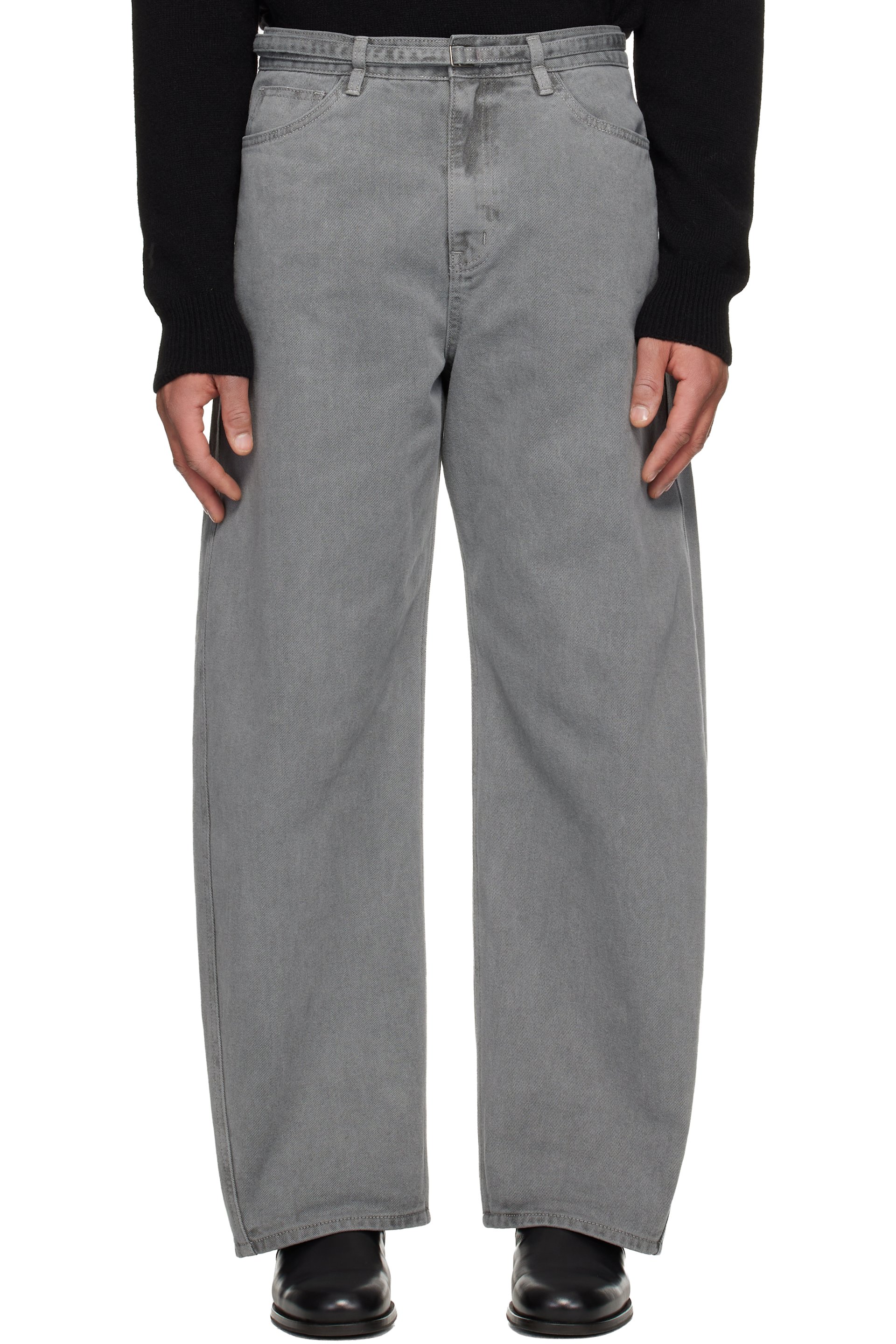 LE17SEPTEMBRE - Gray Garment-Dyed Curved Jeans