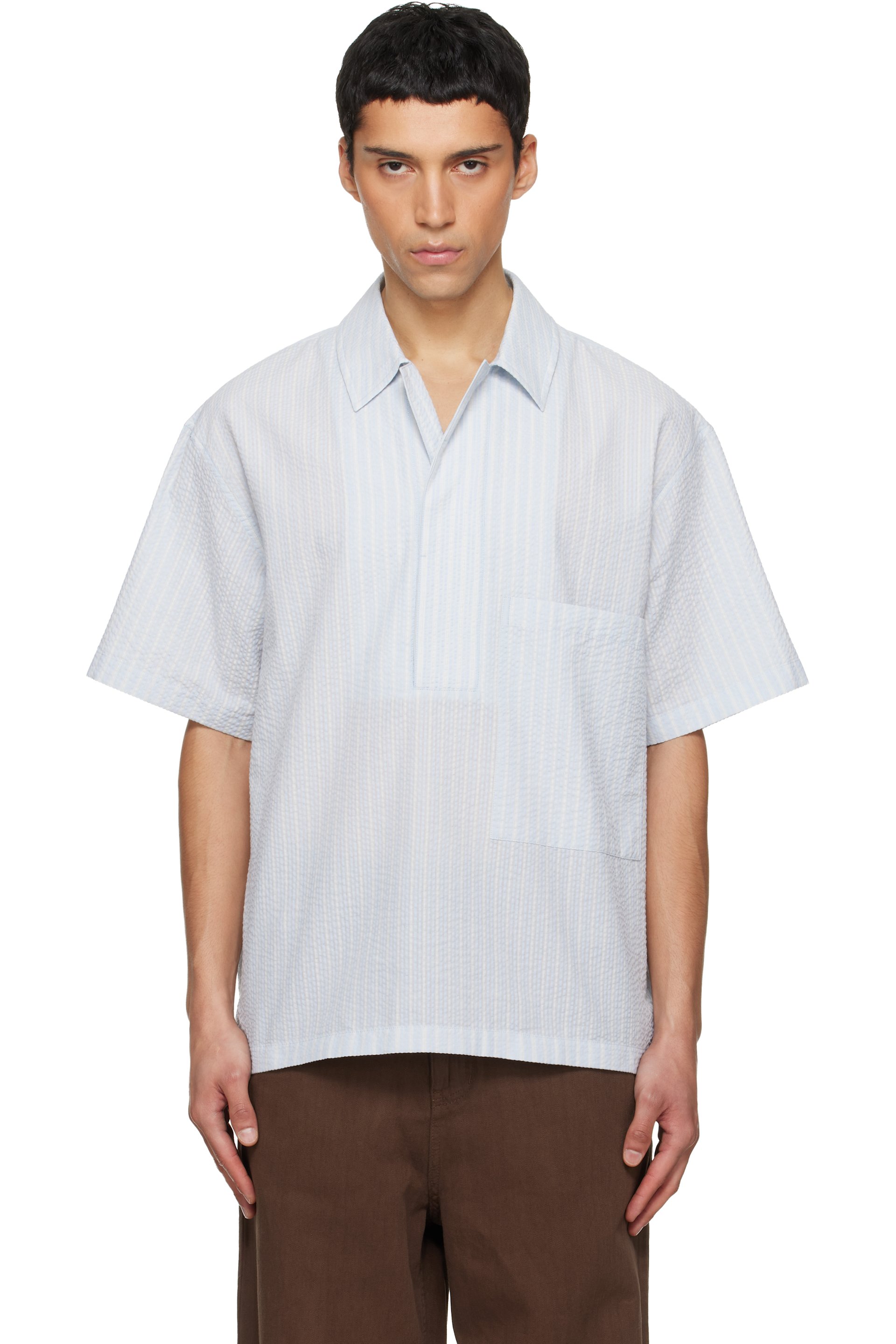 LE17SEPTEMBRE - Blue Pullover Seersucker Shirt