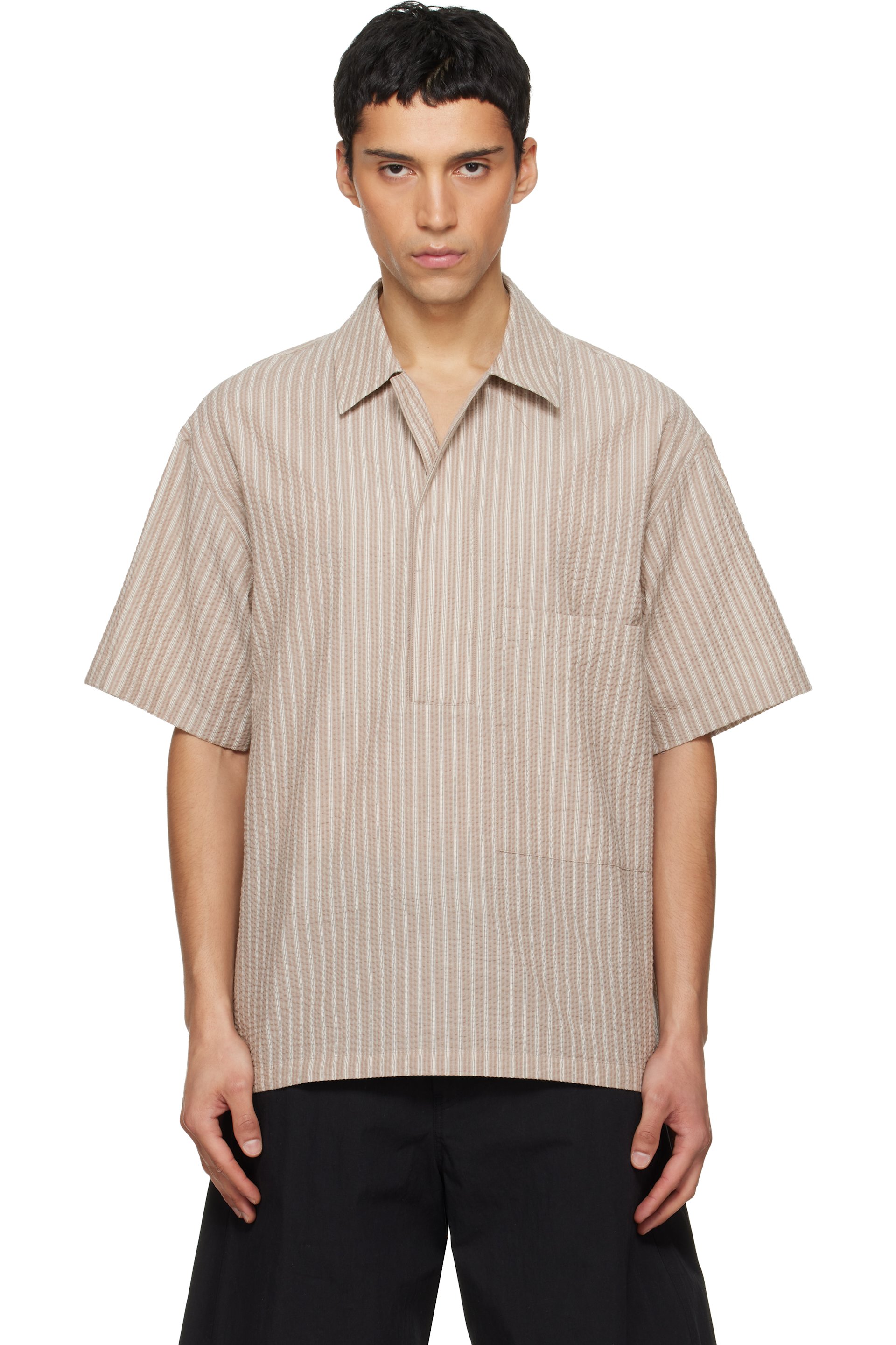 LE17SEPTEMBRE - Beige Pullover Seersucker Shirt