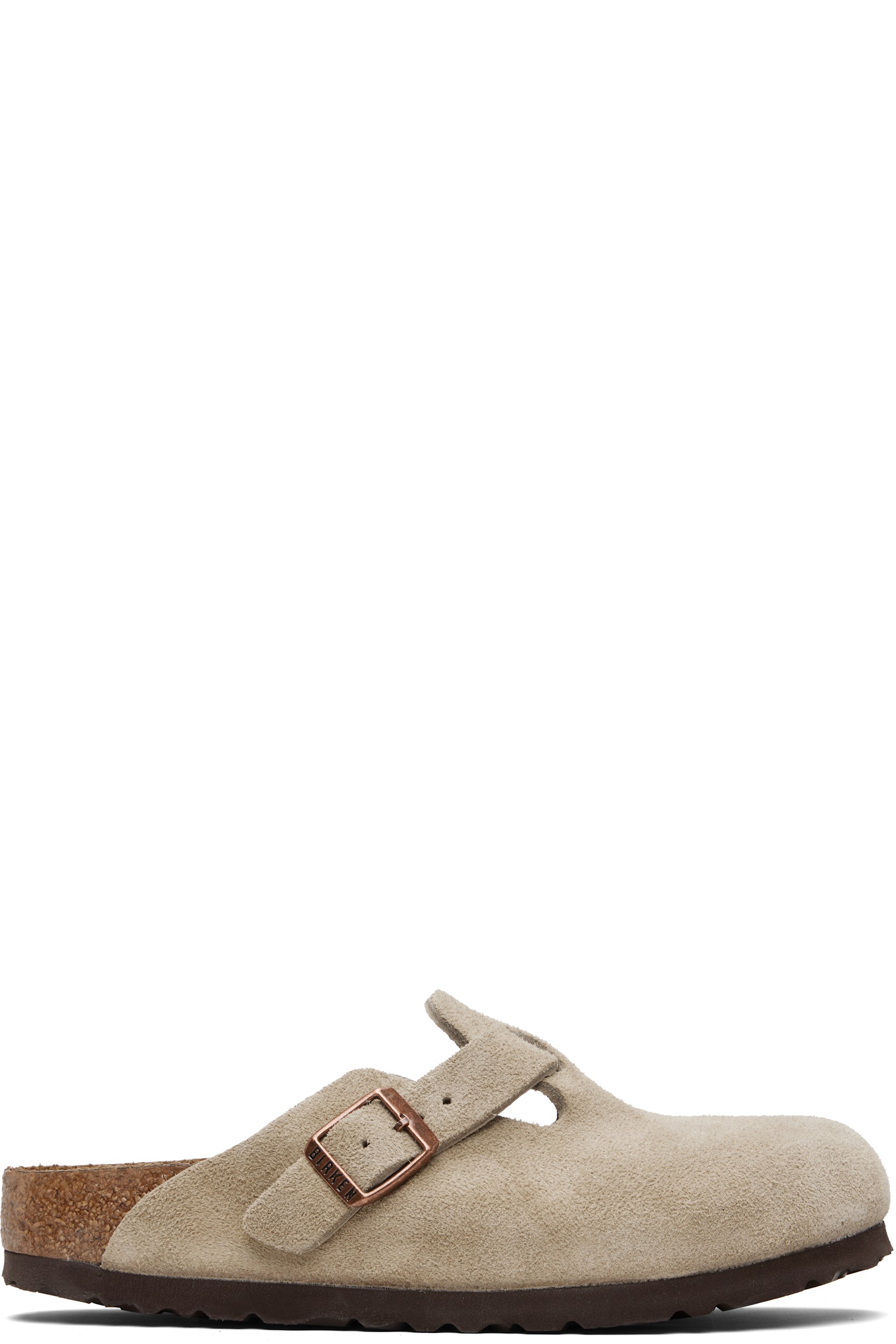 Birkenstock - 灰褐色 Regular Boston Soft Footbed 穆勒鞋