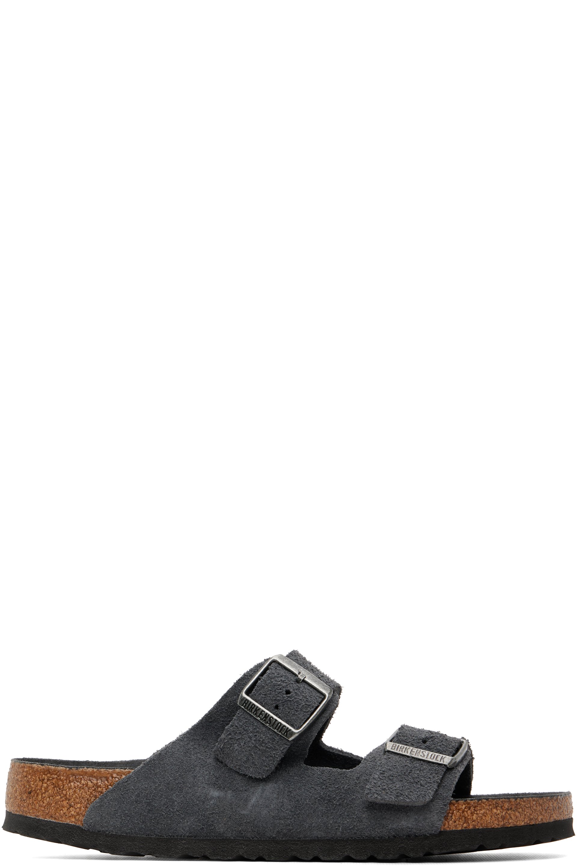 Birkenstock: グレー Arizona Soft Footbed レギュラー サンダル Birkenstock: グレー Arizona Soft Footbed レギュラー サンダル