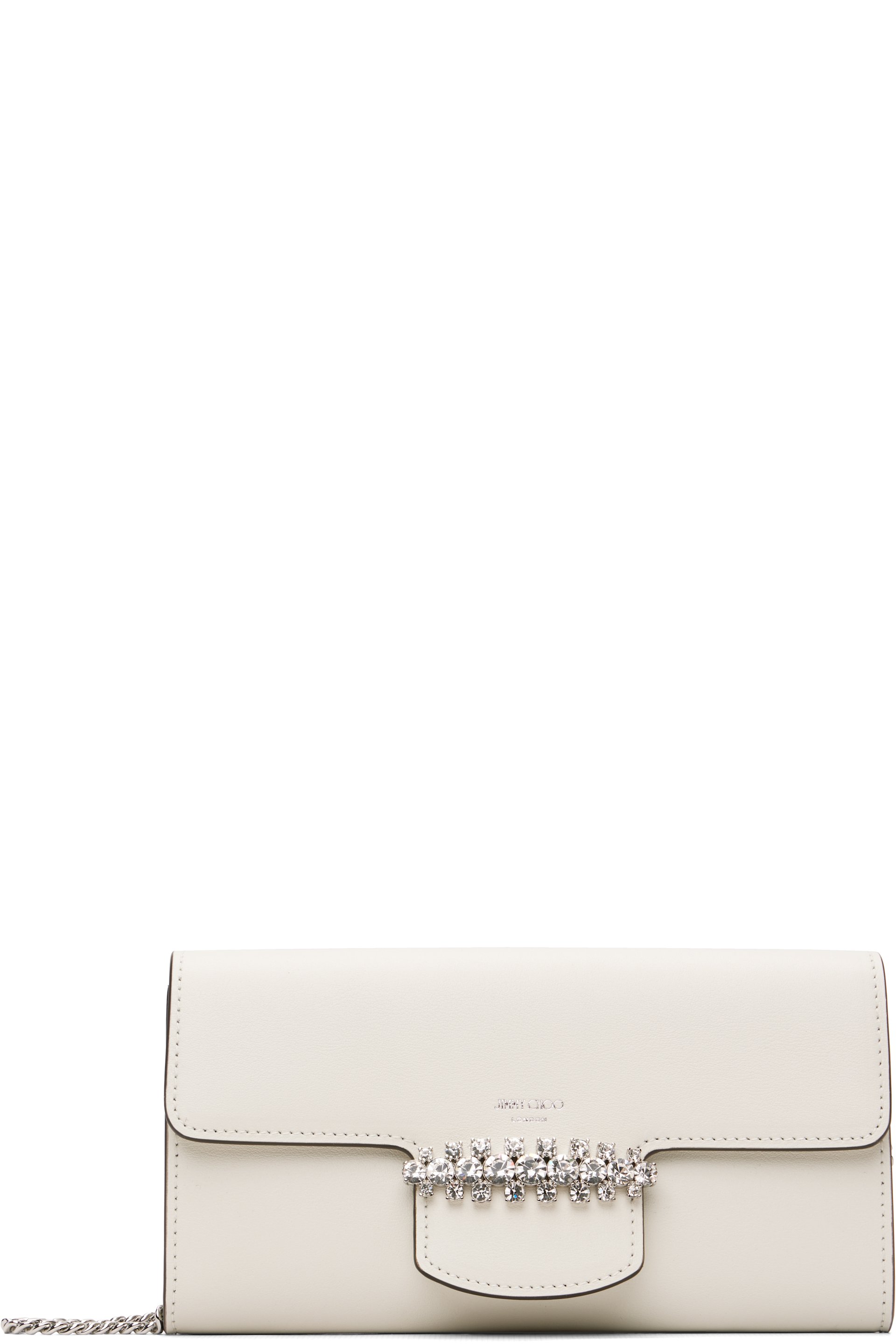 Jimmy Choo - Sac portefeuille blanc à ornement Bing et à chaine