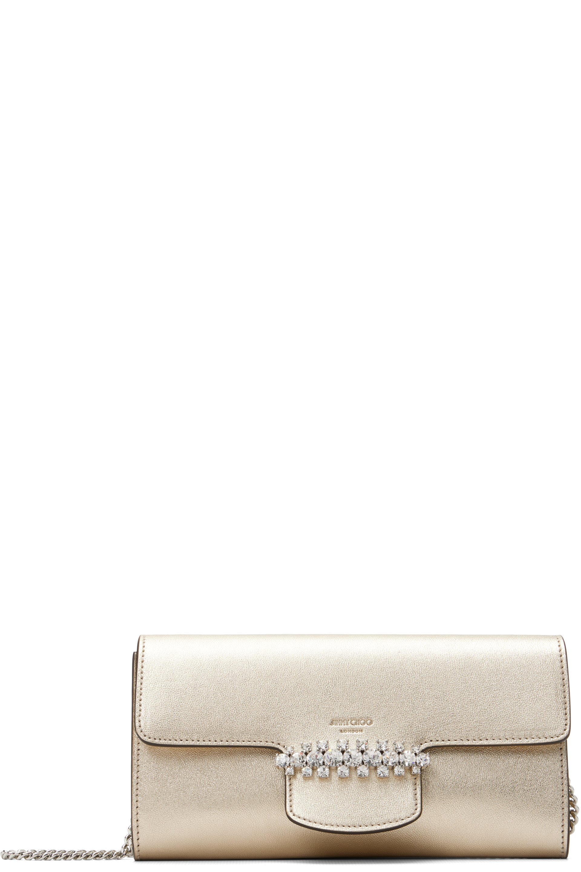 Jimmy Choo: Gold Bing Wallet Chain Bag | SSENSE