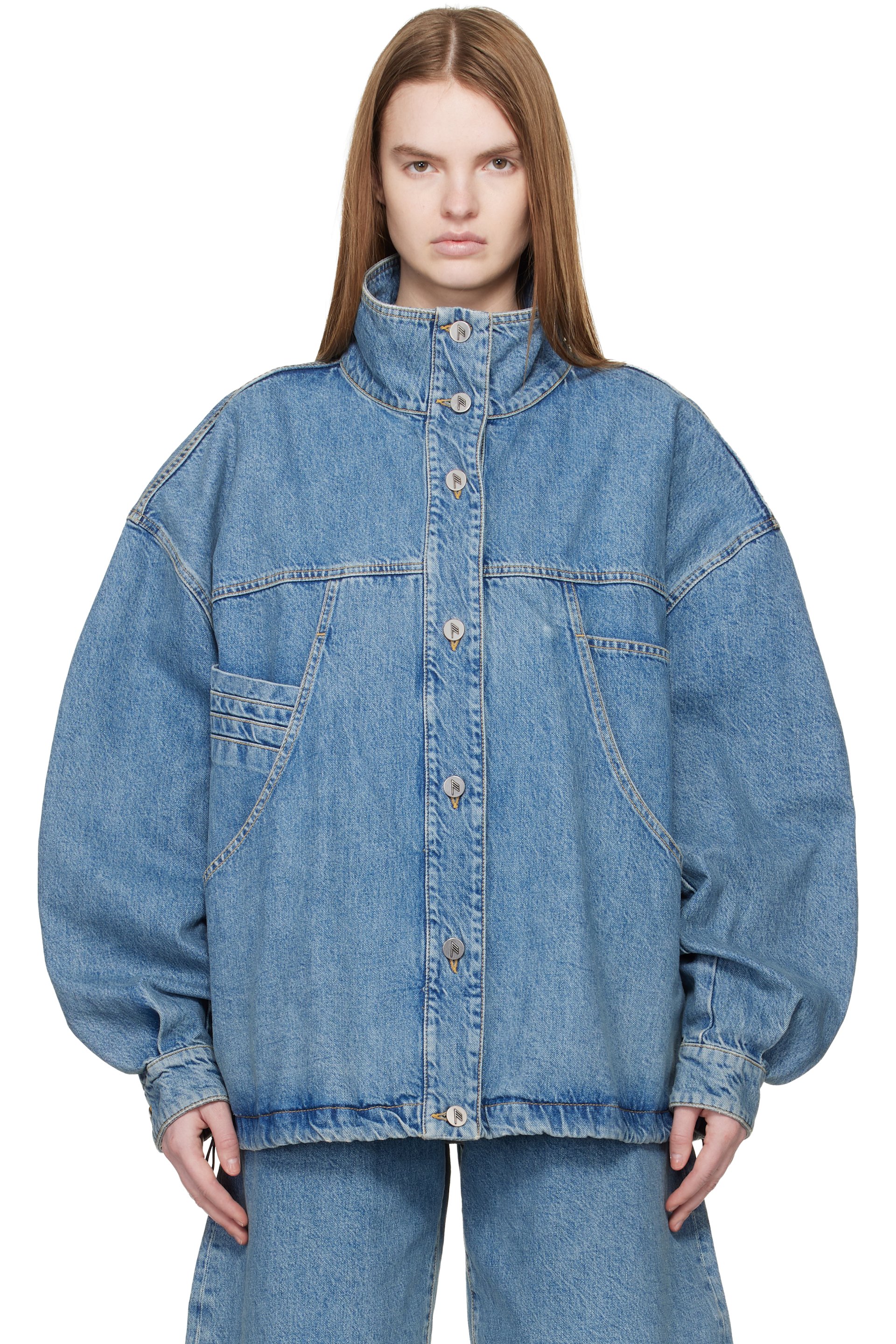 The Attico - Blue Washed Denim Bomber Jacket
