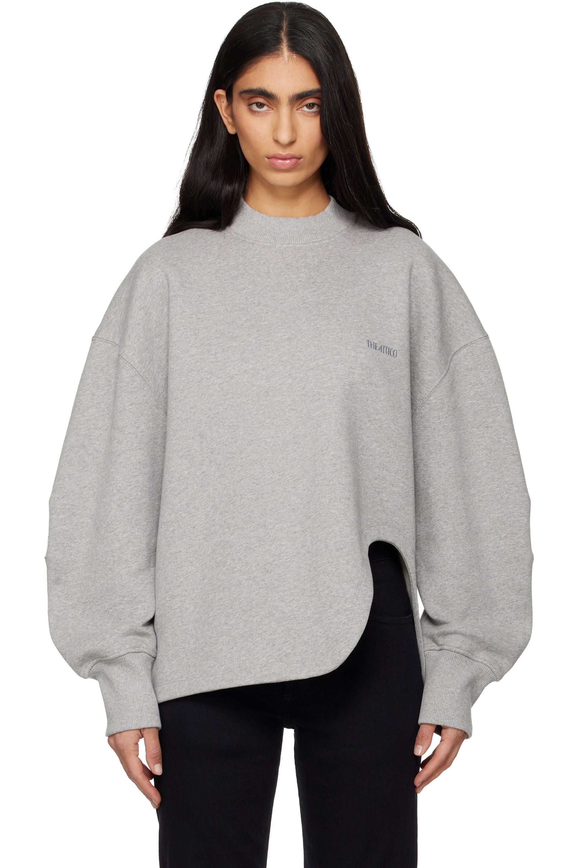 The Attico - Pull molletonné gris en jersey bouclette