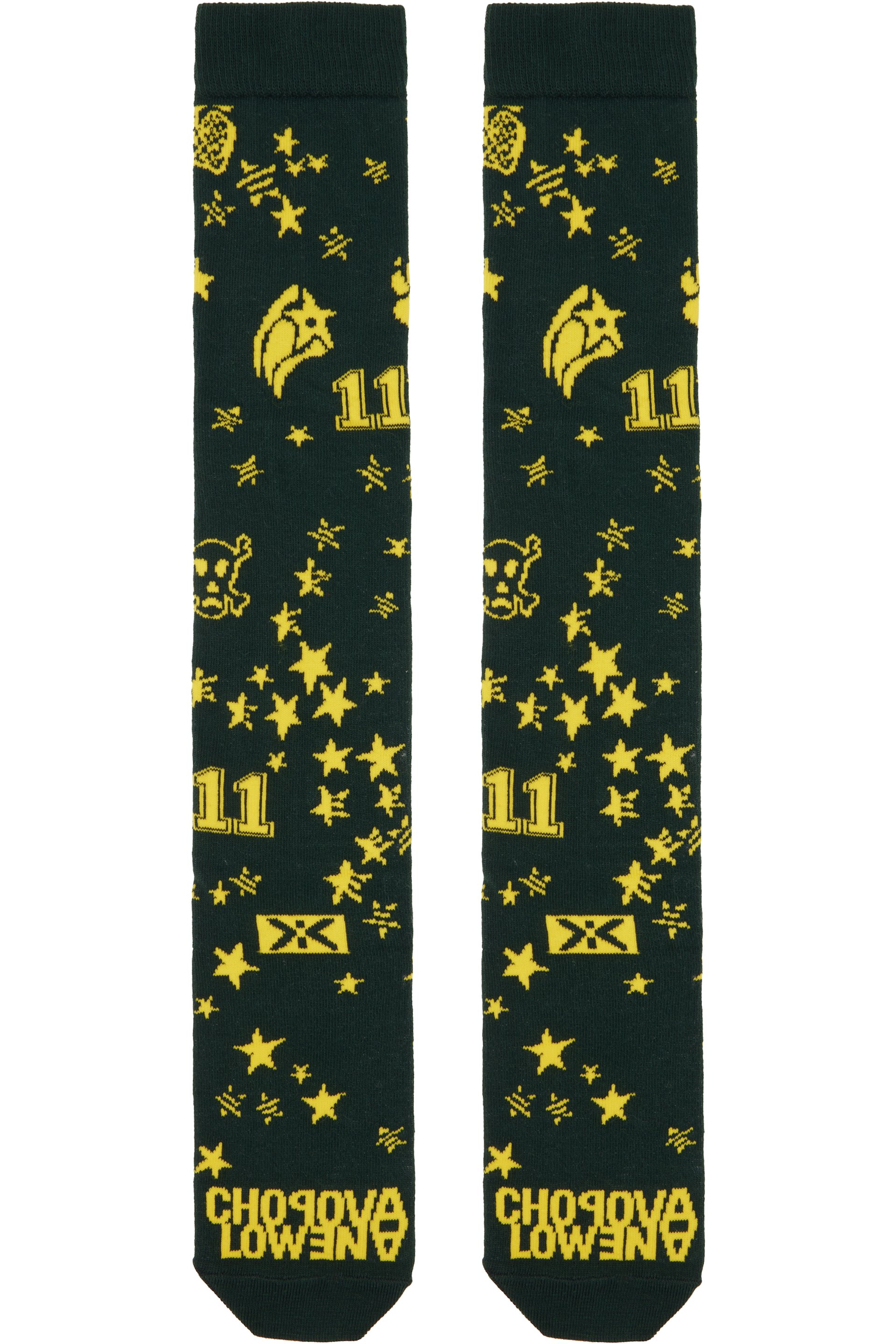 Chopova Lowena - Black & Yellow Varsity Long Socks