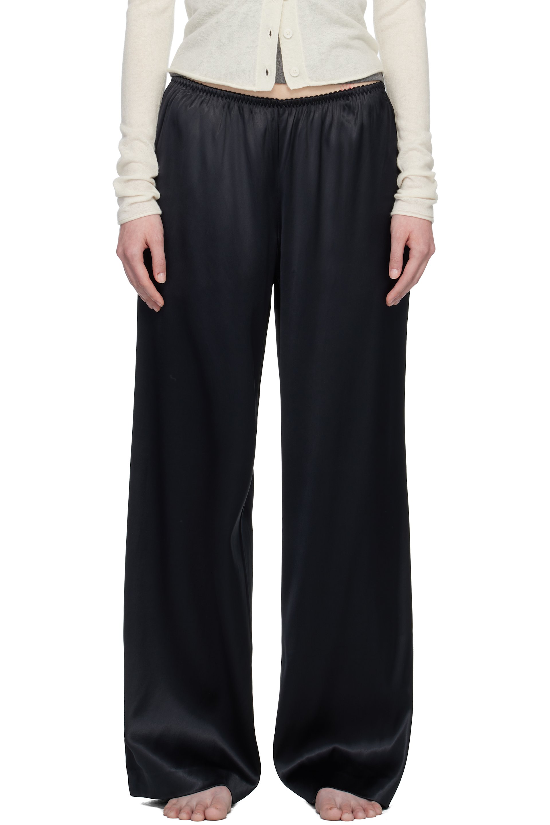 SKIMS - Pantalon de détente ample noir en satin épais