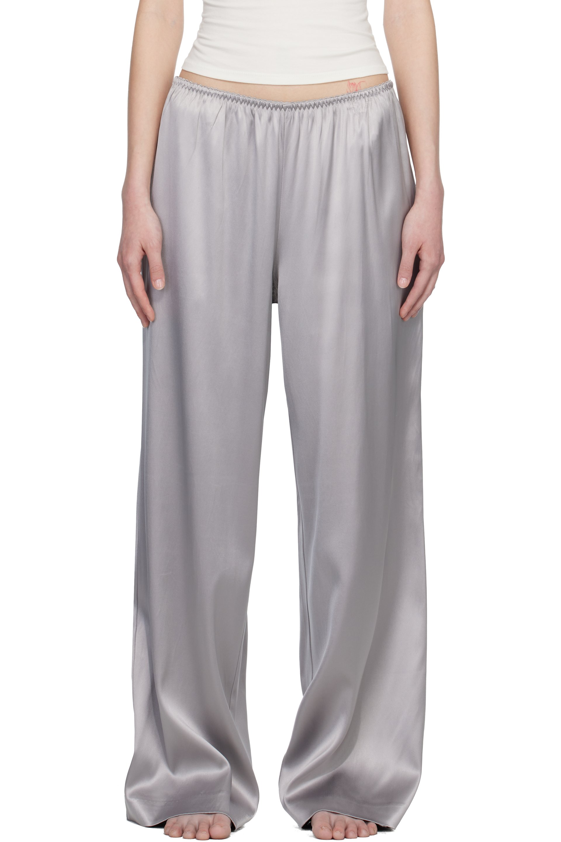 SKIMS - Pantalon de détente ample noir en satin épais