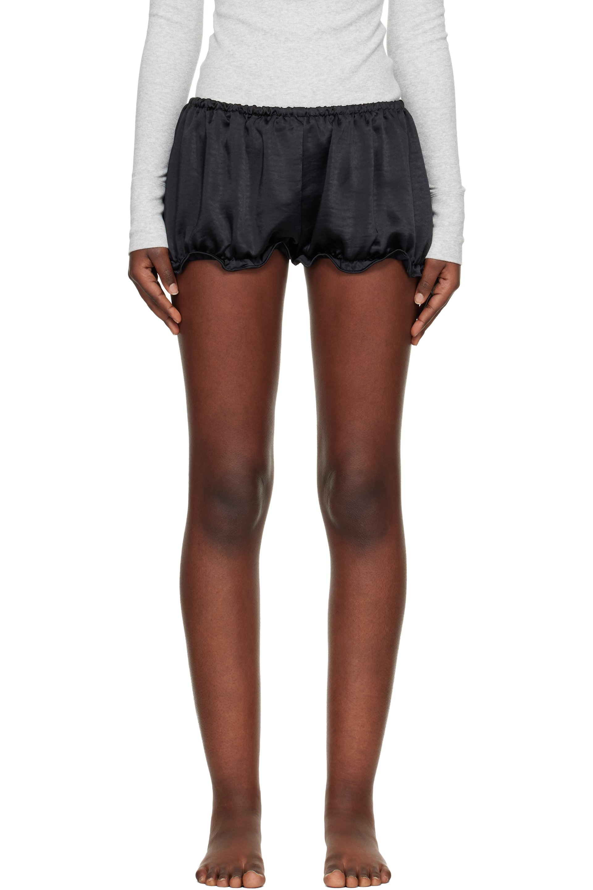 SKIMS - Black Lightweight Satin Bloomer Shorts