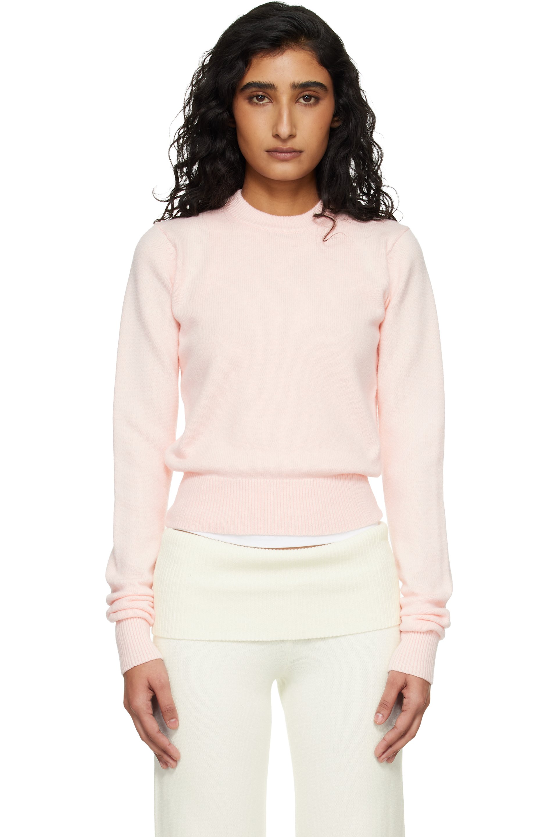 SKIMS - Pull ajusté à manches longues rose en tricot côtelé - Sweater Knits