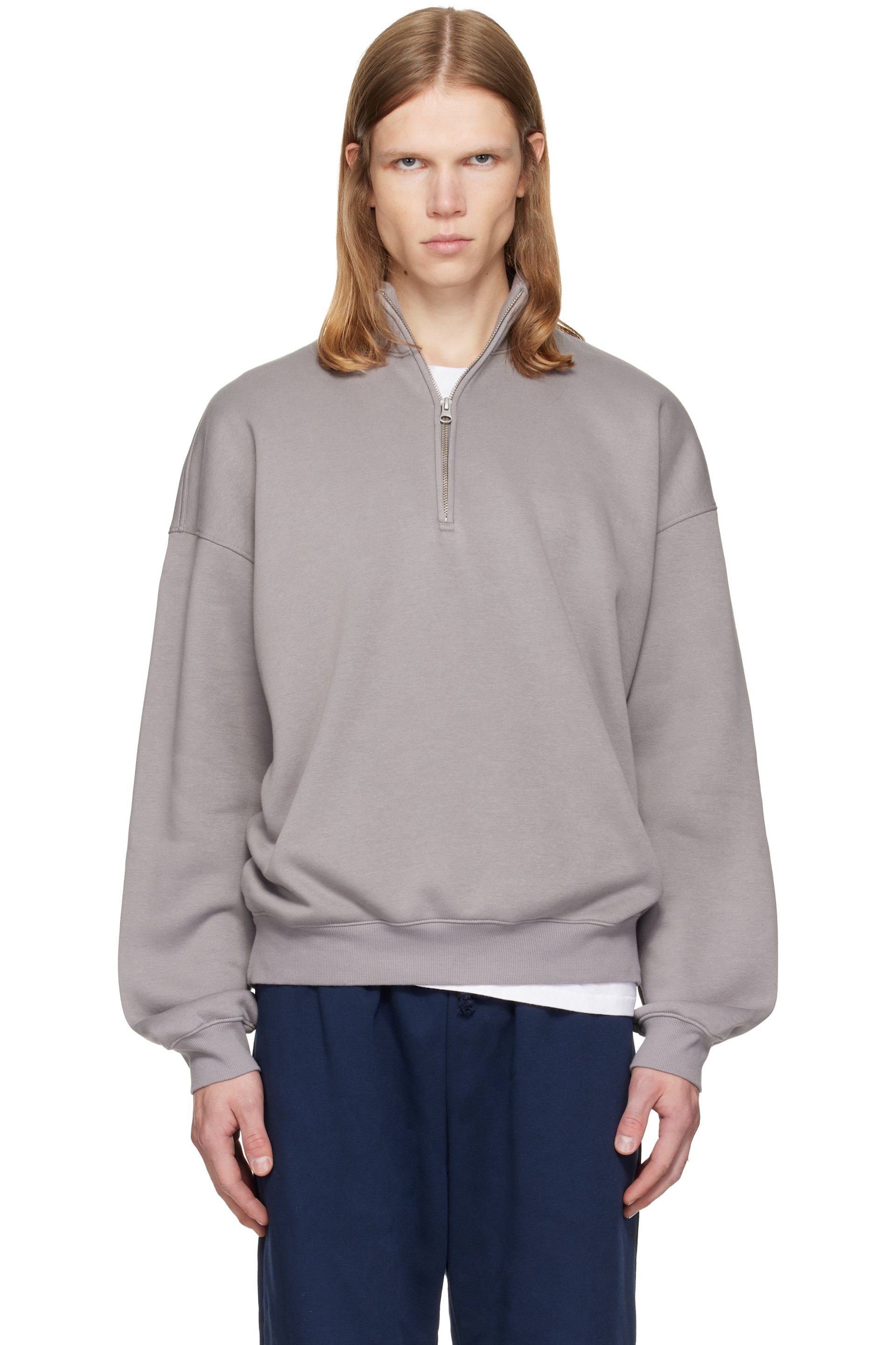 SKIMS - Gray Fleece Lounge Relaxed Quarter Zip Sweatshirt