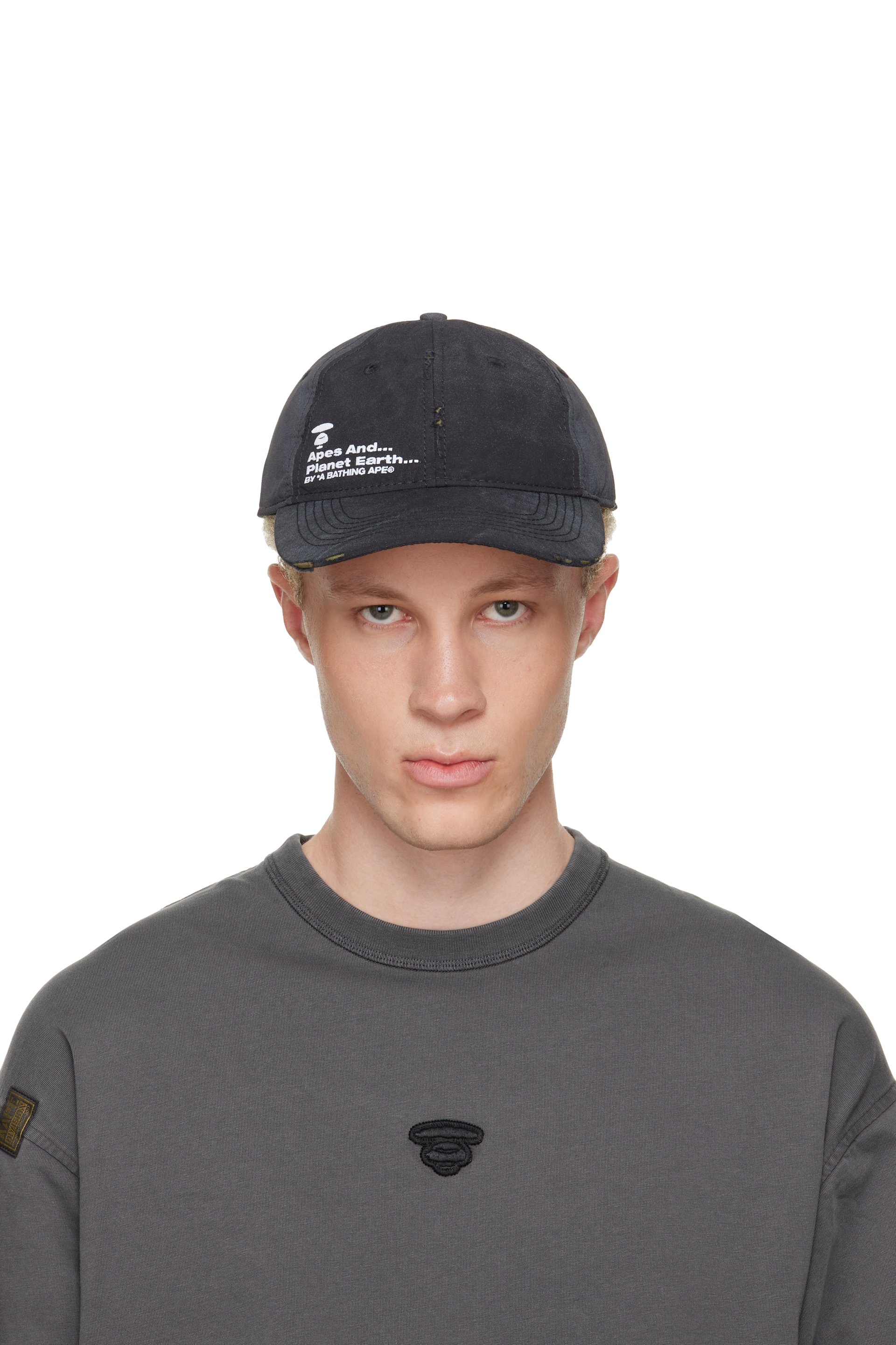 AAPE by A Bathing Ape - Black Distressed Logo Cap