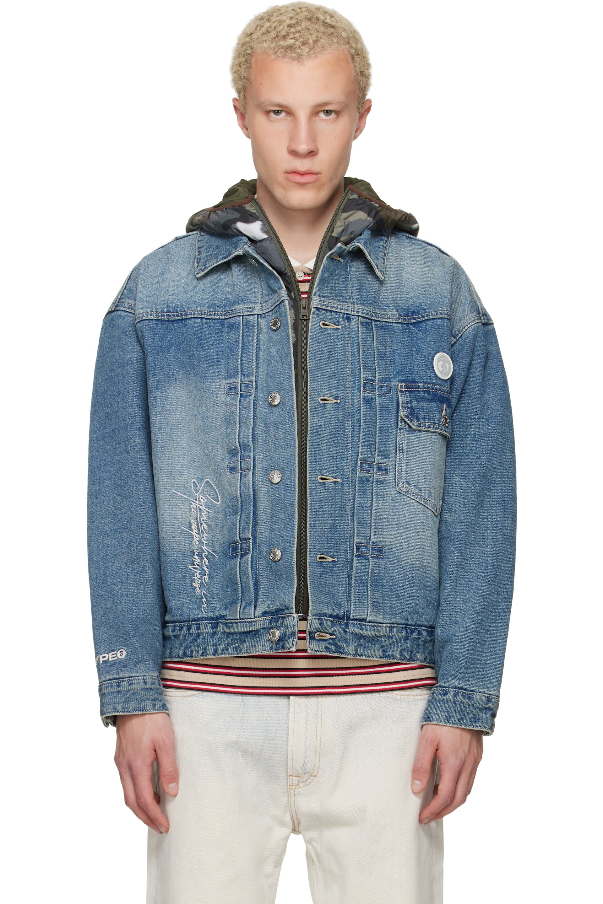 AAPE by A Bathing Ape - Blue 'AAPE' Main Denim Jacket