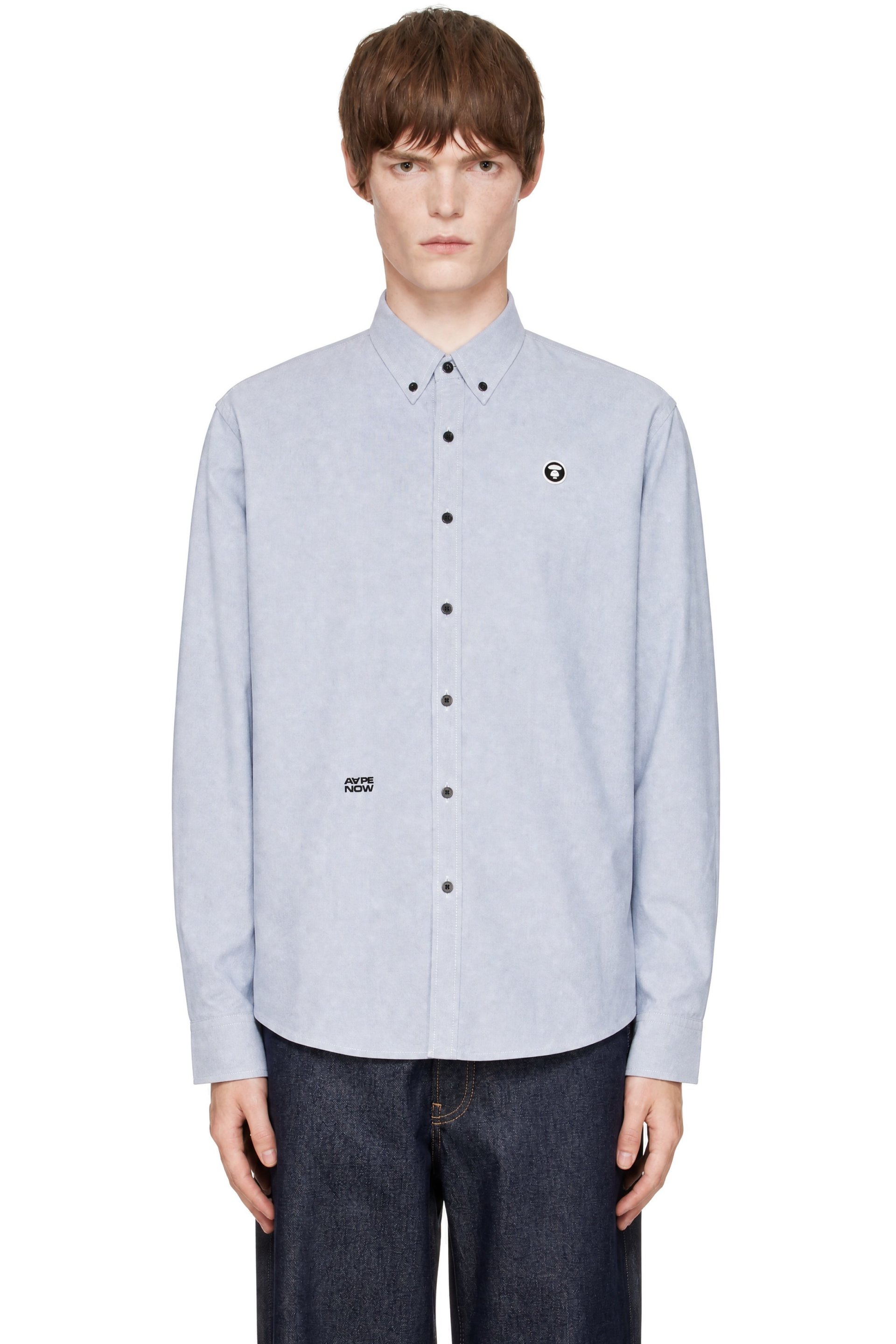 AAPE by A Bathing Ape - Blue 'AAPE NOW' Long Sleeve Shirt