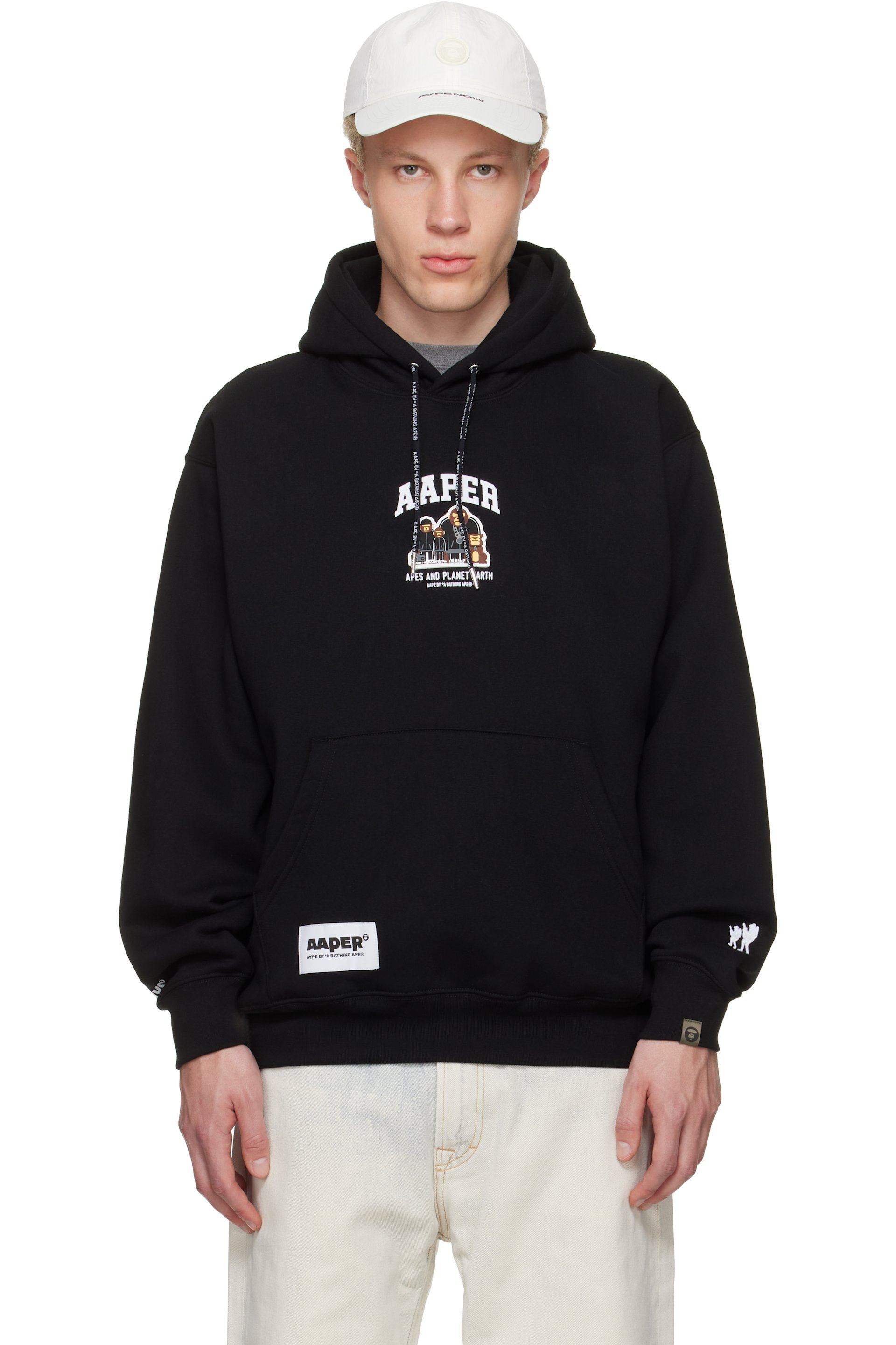 AAPE by A Bathing Ape: Black 'AAPER' Hoodie | SSENSE