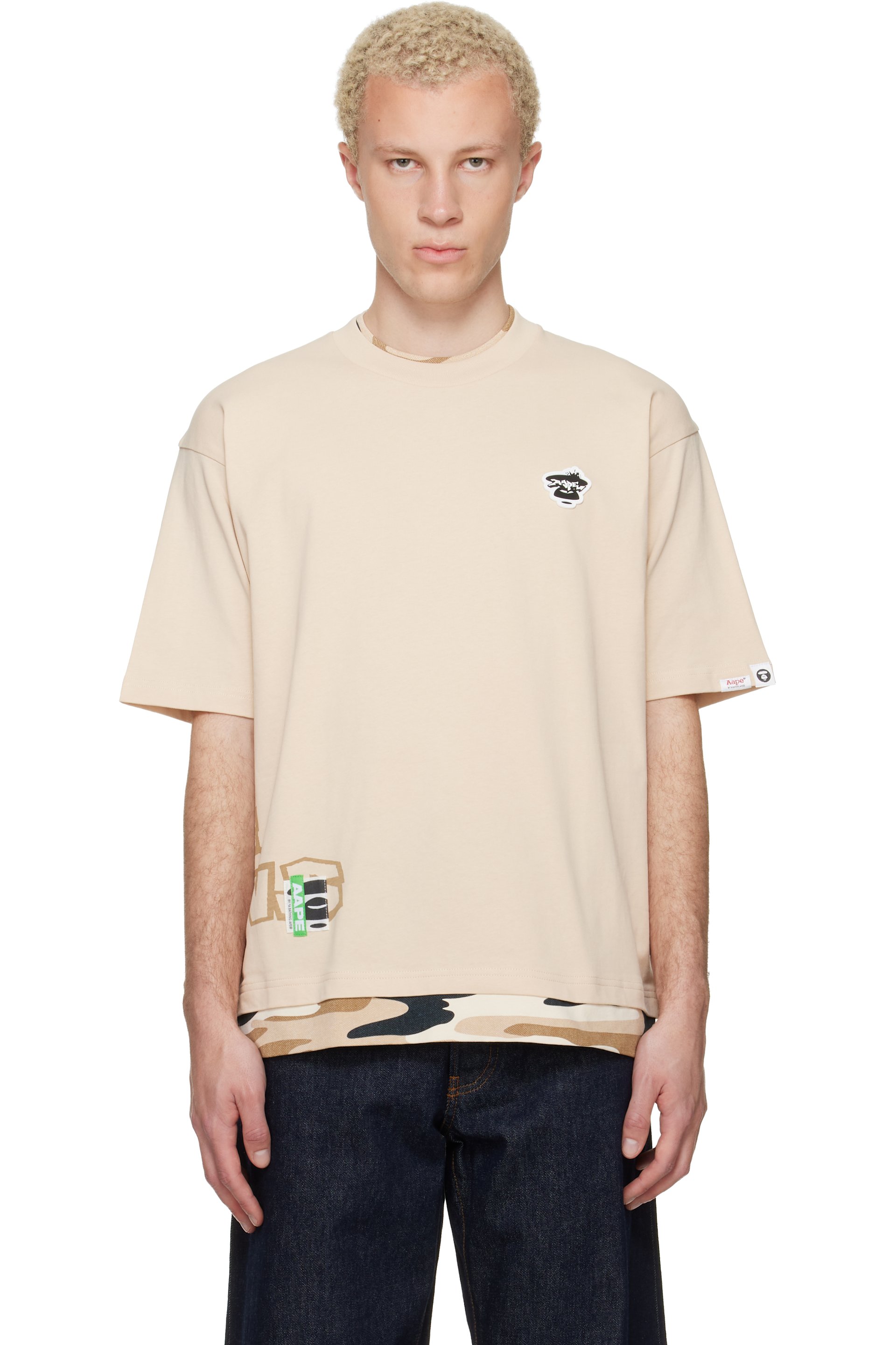 AAPE by A Bathing Ape - Beige 'AAPEUNVS' Graphic T-shirt