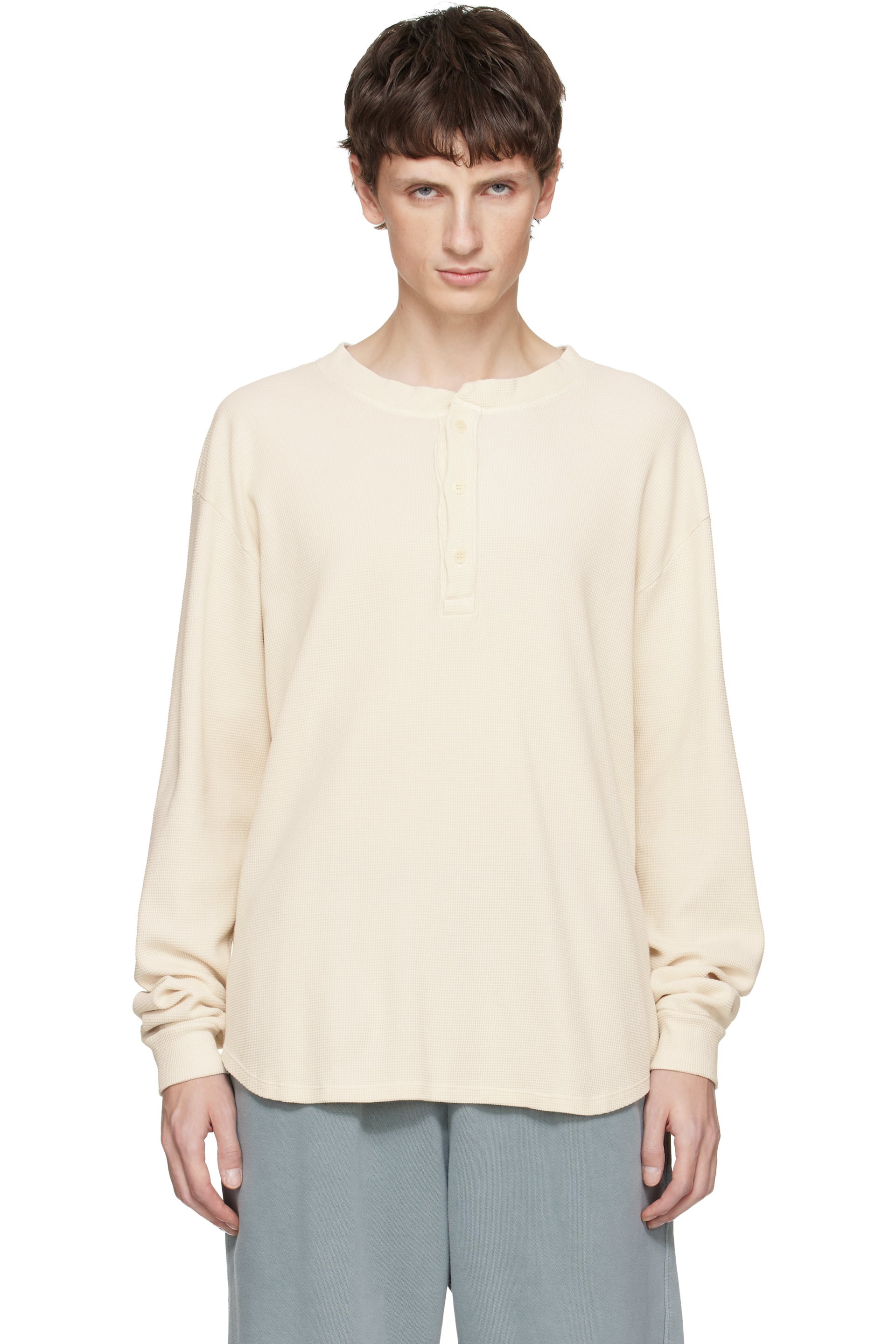 Les Tien - Off-White Baseball Hem Henley