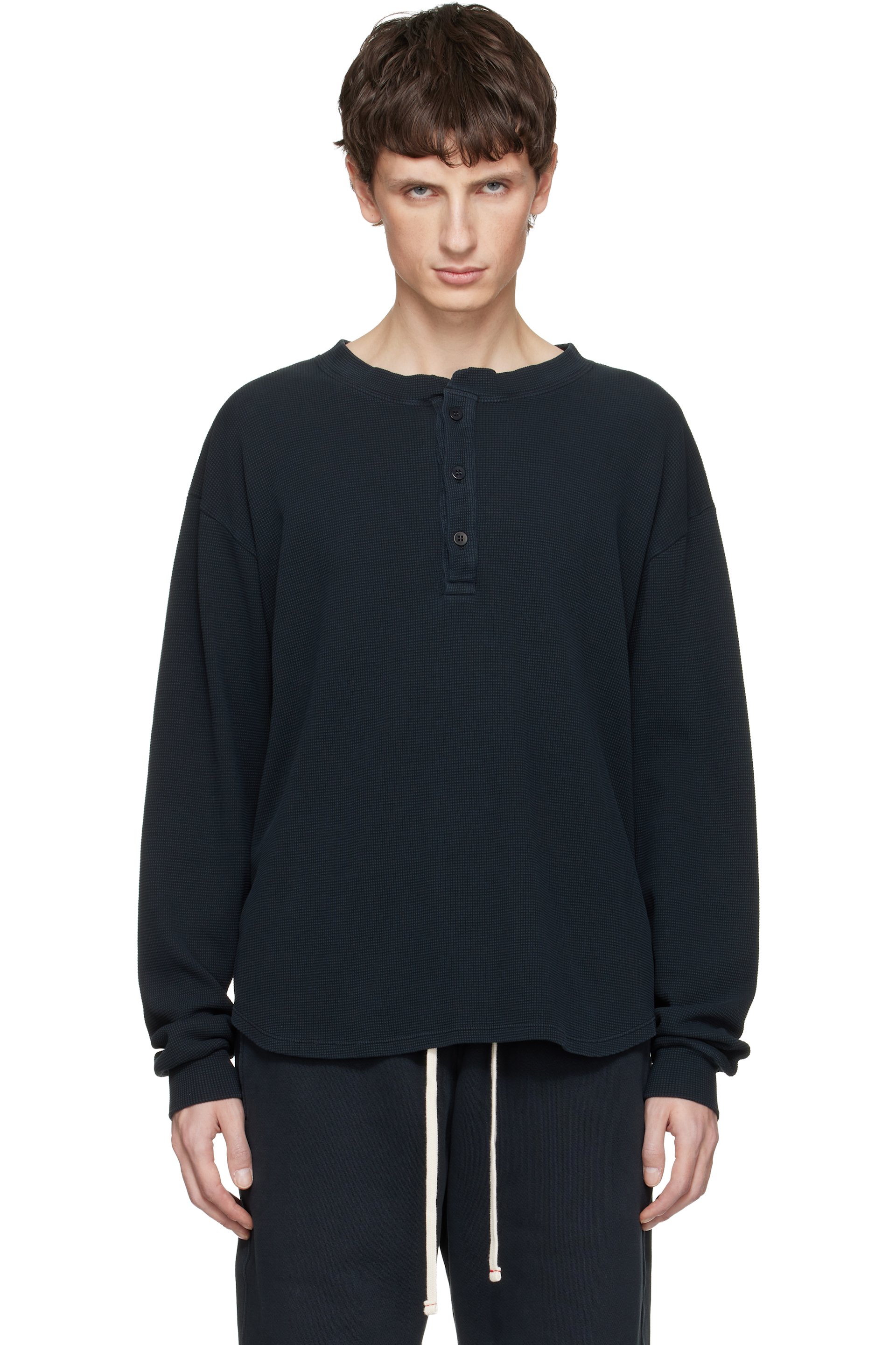 Les Tien - Navy Baseball Hem Henley