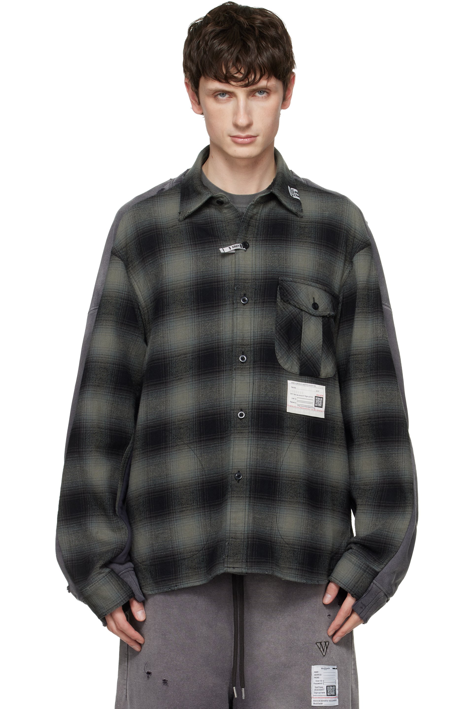 Maison MIHARA YASUHIRO - Gray Front Back Combined Check Shirt