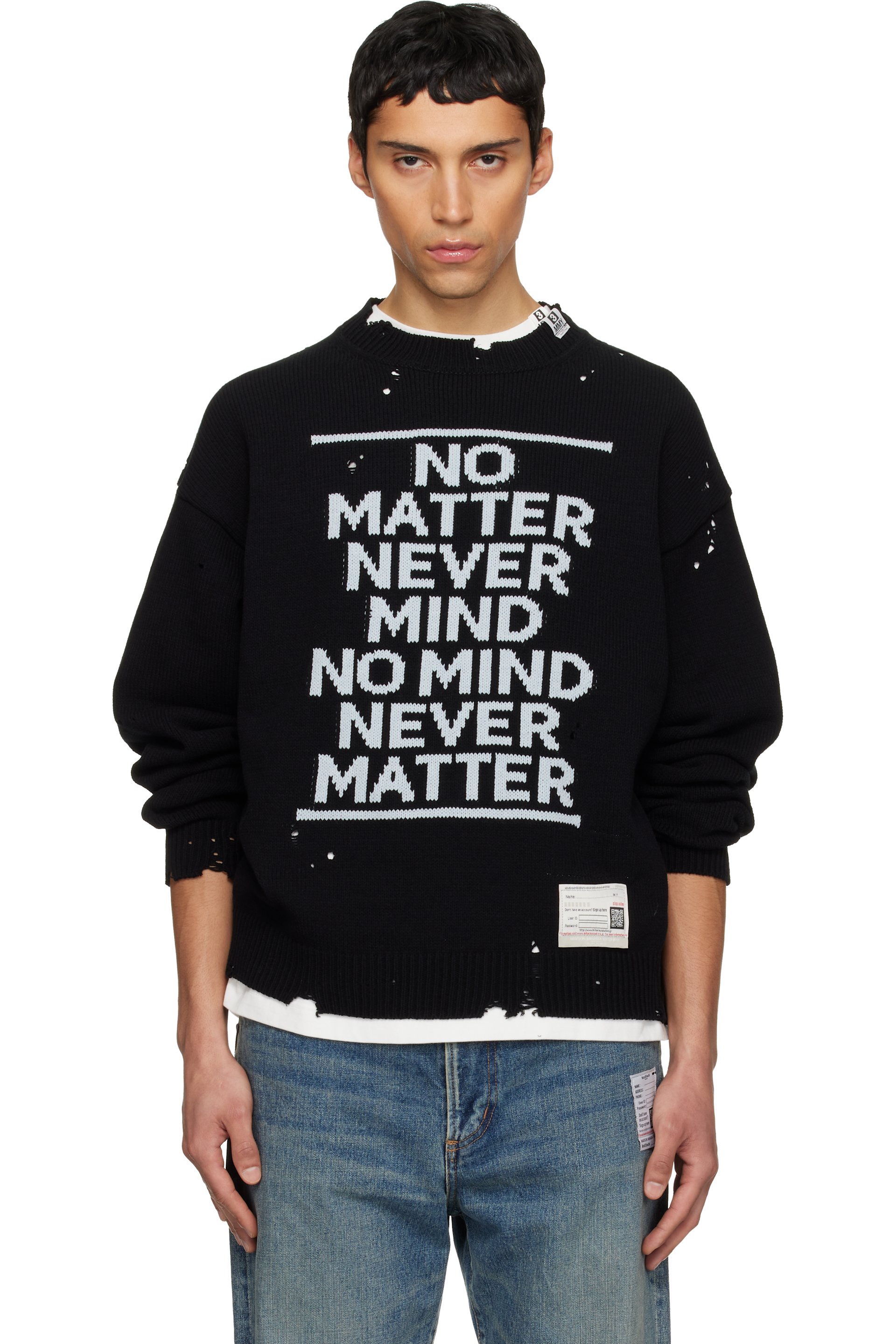 Maison MIHARA YASUHIRO - Black Message Jacquard Knit Sweater