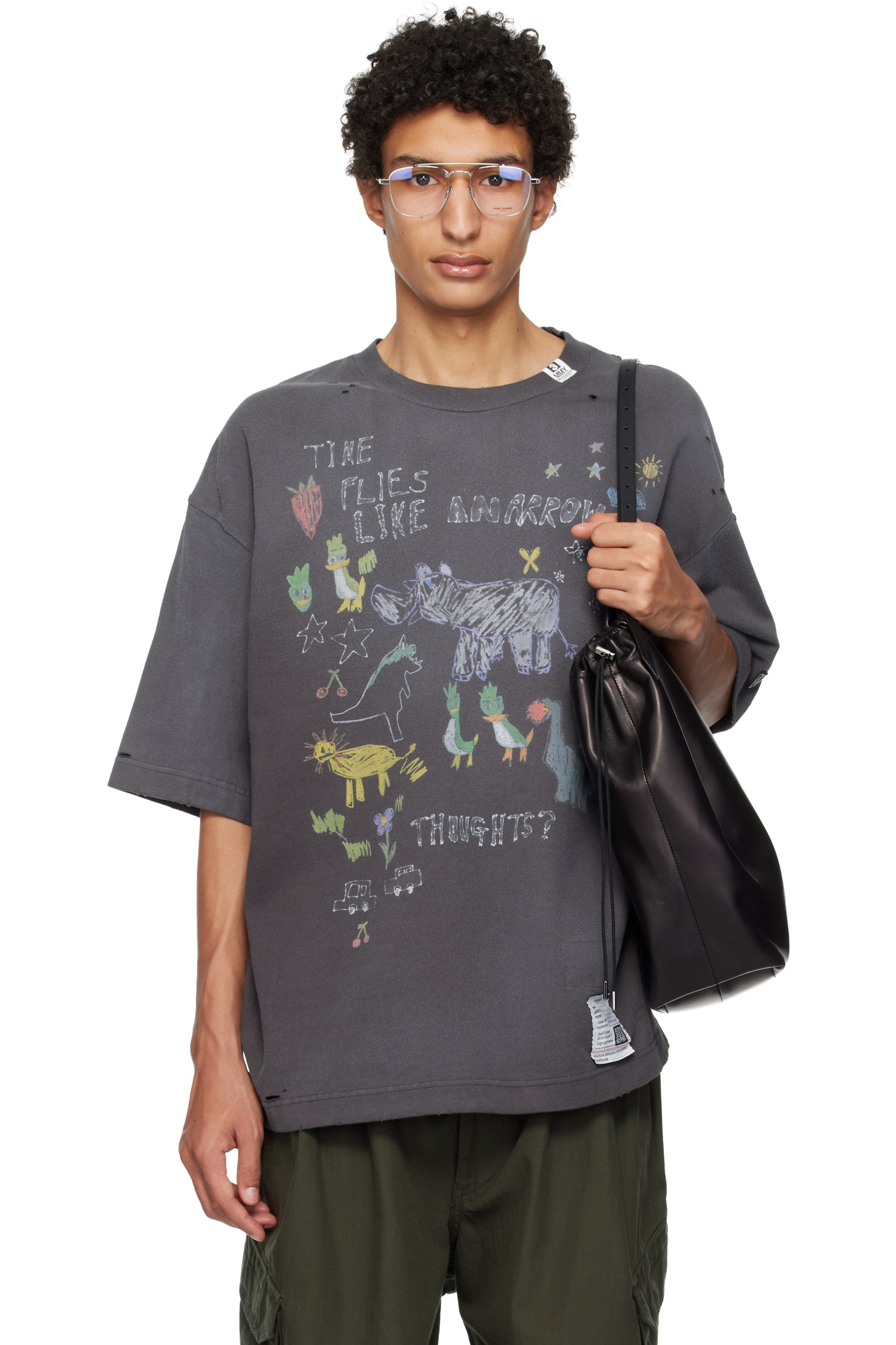 Maison MIHARA YASUHIRO - Gray Kids Doodle Printed T-shirt
