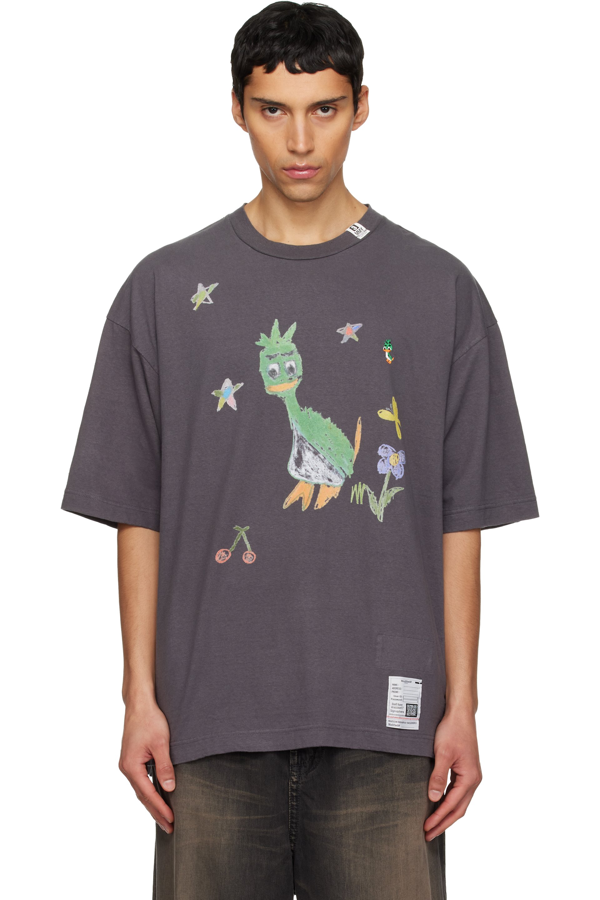 Maison MIHARA YASUHIRO - Black Leon Kids Doodle T-shirt