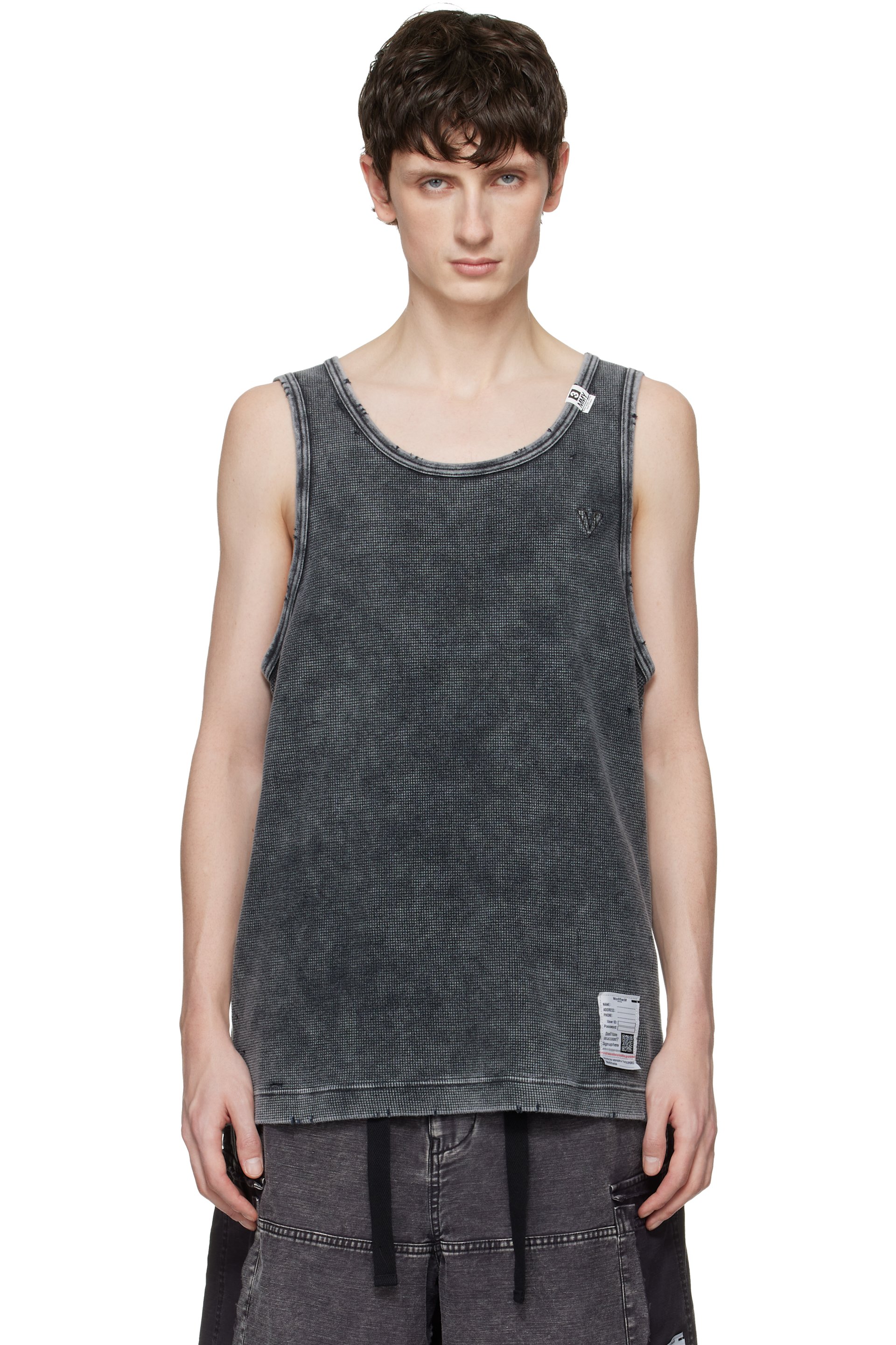 Maison MIHARA YASUHIRO - Black Bleached Thermal Tank Top