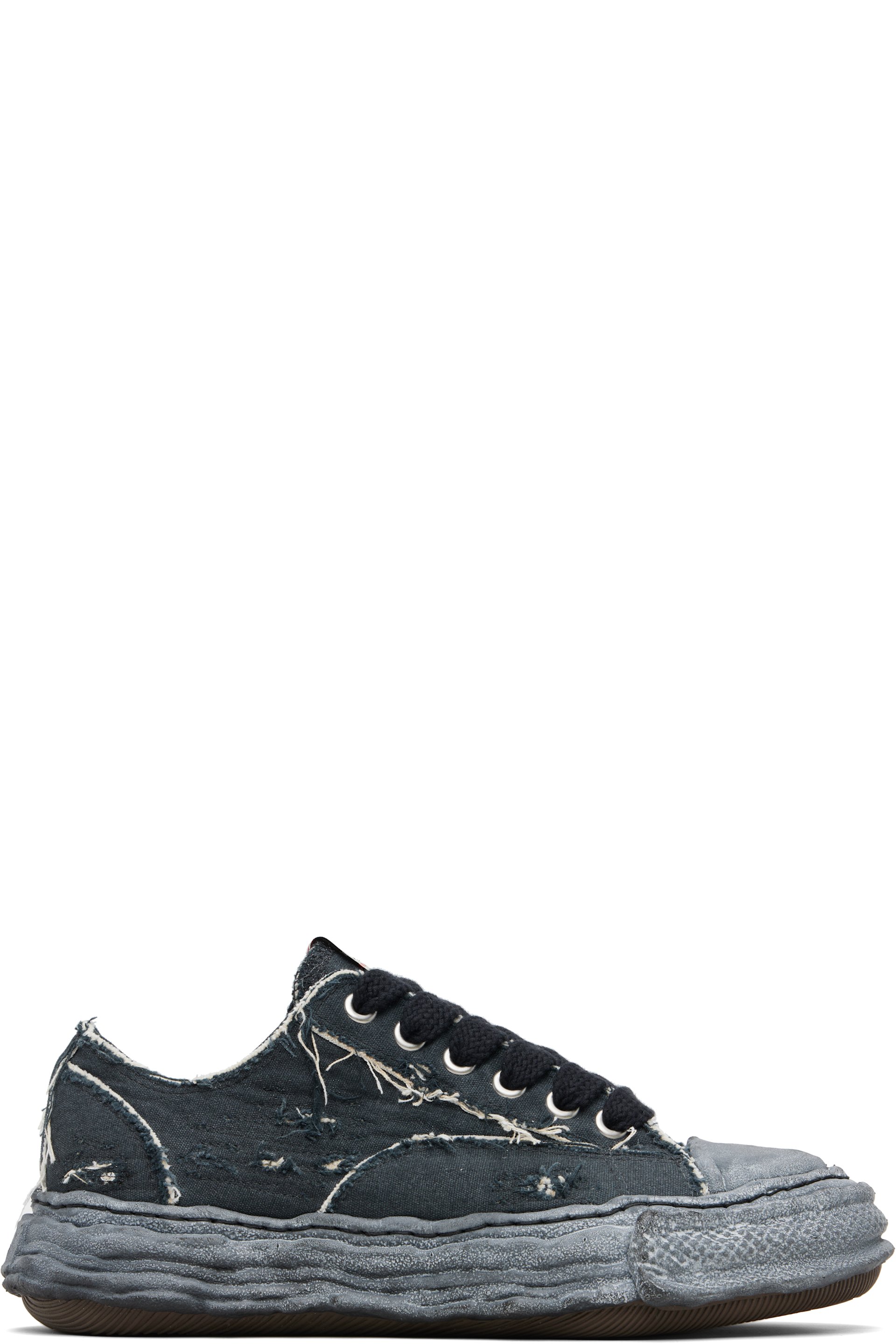 Maison MIHARA YASUHIRO - Black 'Peterson23' OG Sole Ripped Overdye Canvas Sneakers