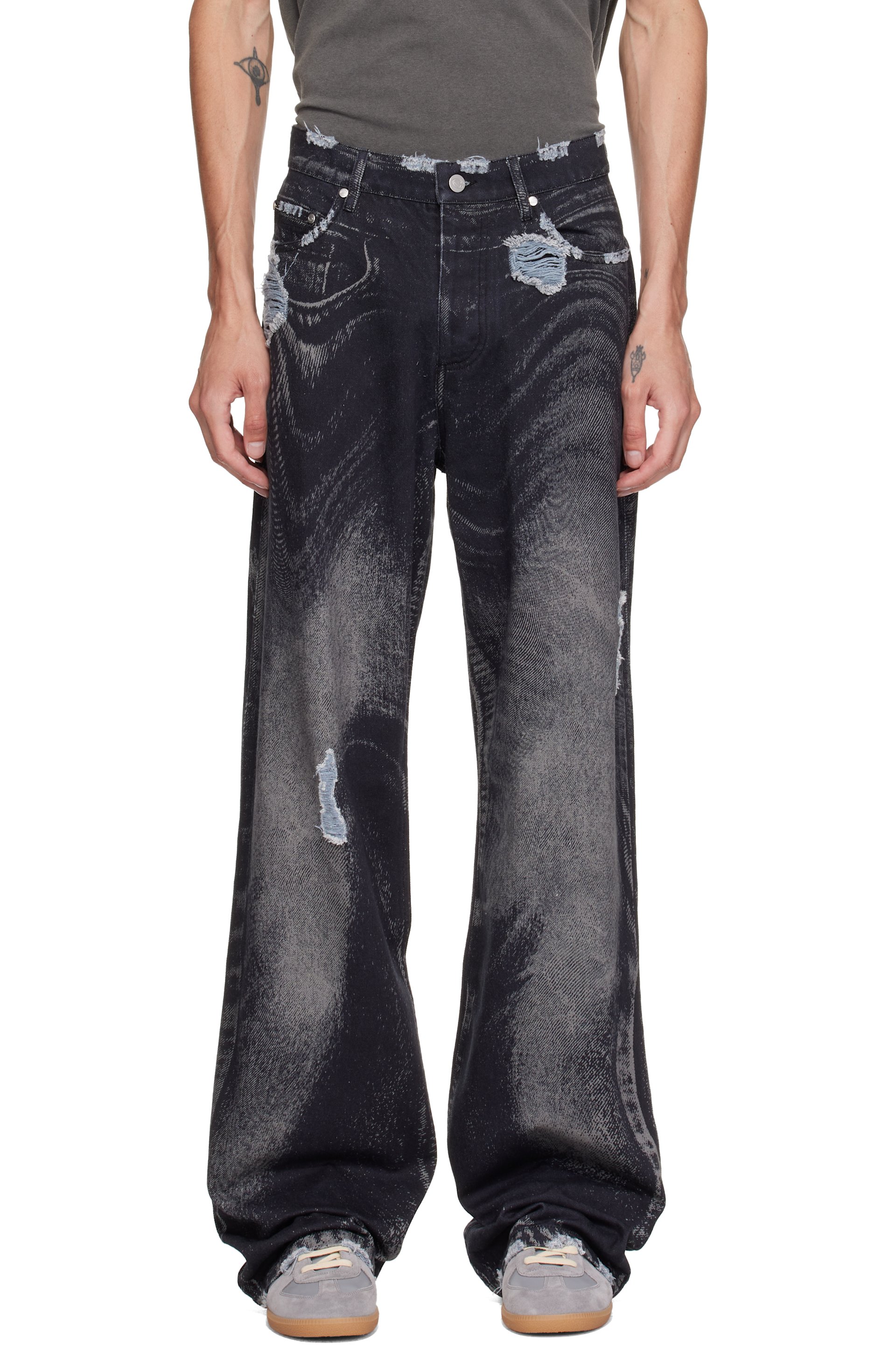CAMPERLAB - Black Distorted Distressed Jeans