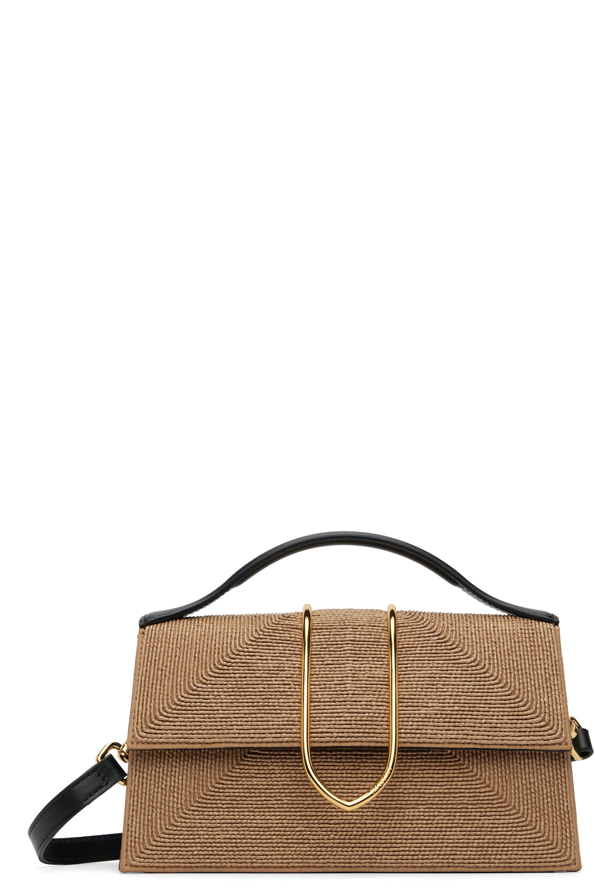 JACQUEMUS - Grand sac Bambino beige et noir