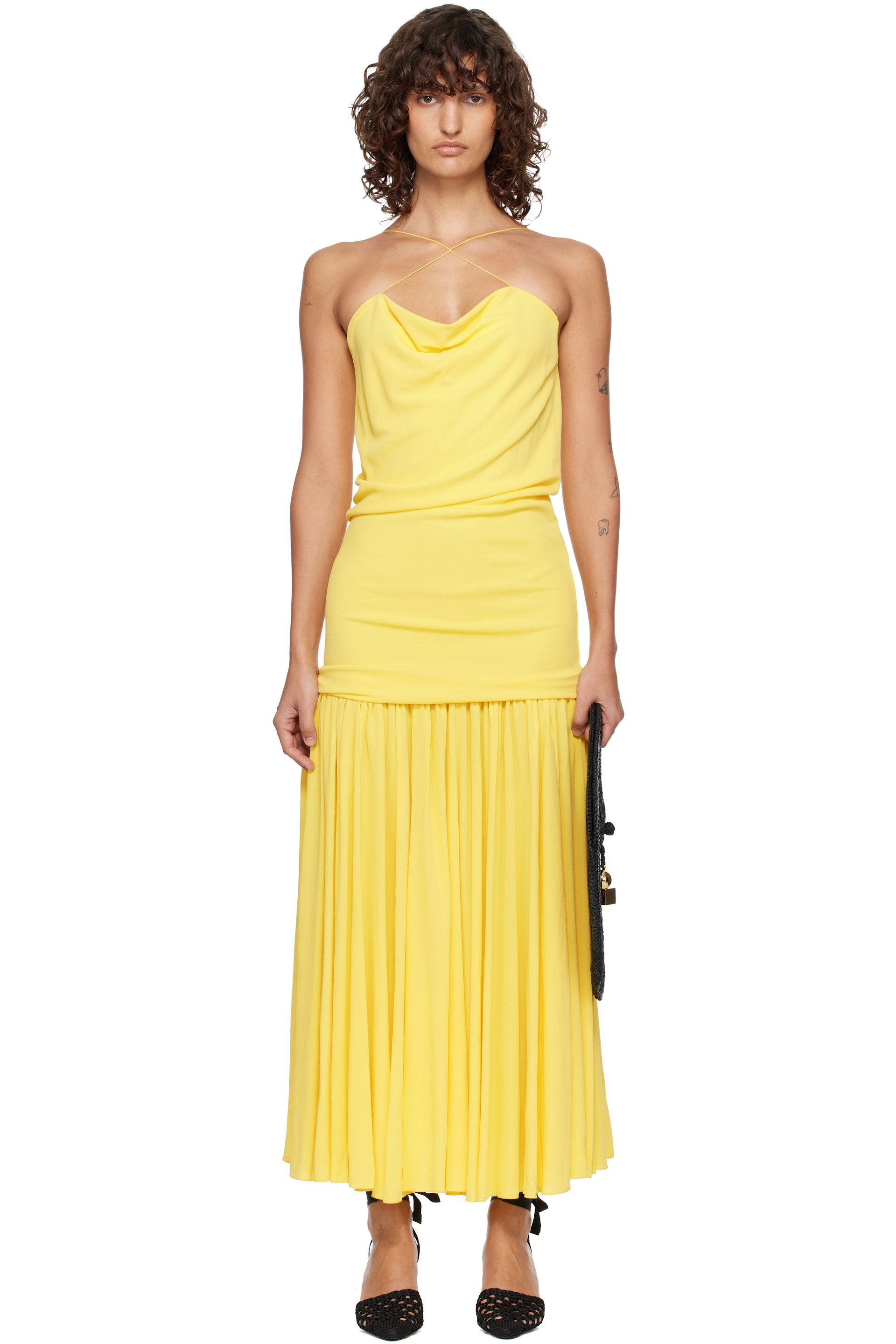 JACQUEMUS: Yellow 'The Abiha' Maxi Dress | SSENSE