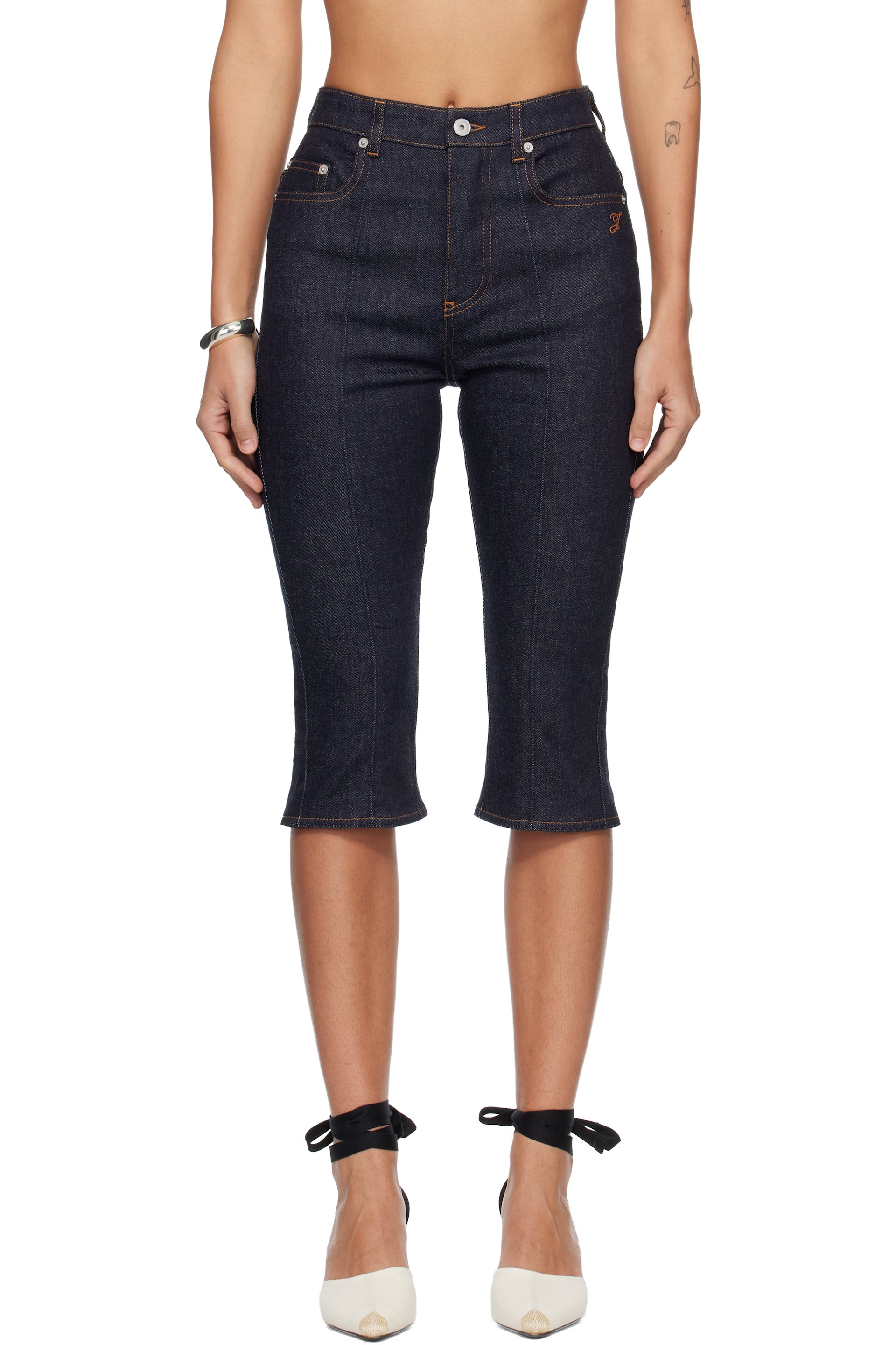 JACQUEMUS - Jean capri de-Nîmes bleu marine en denim