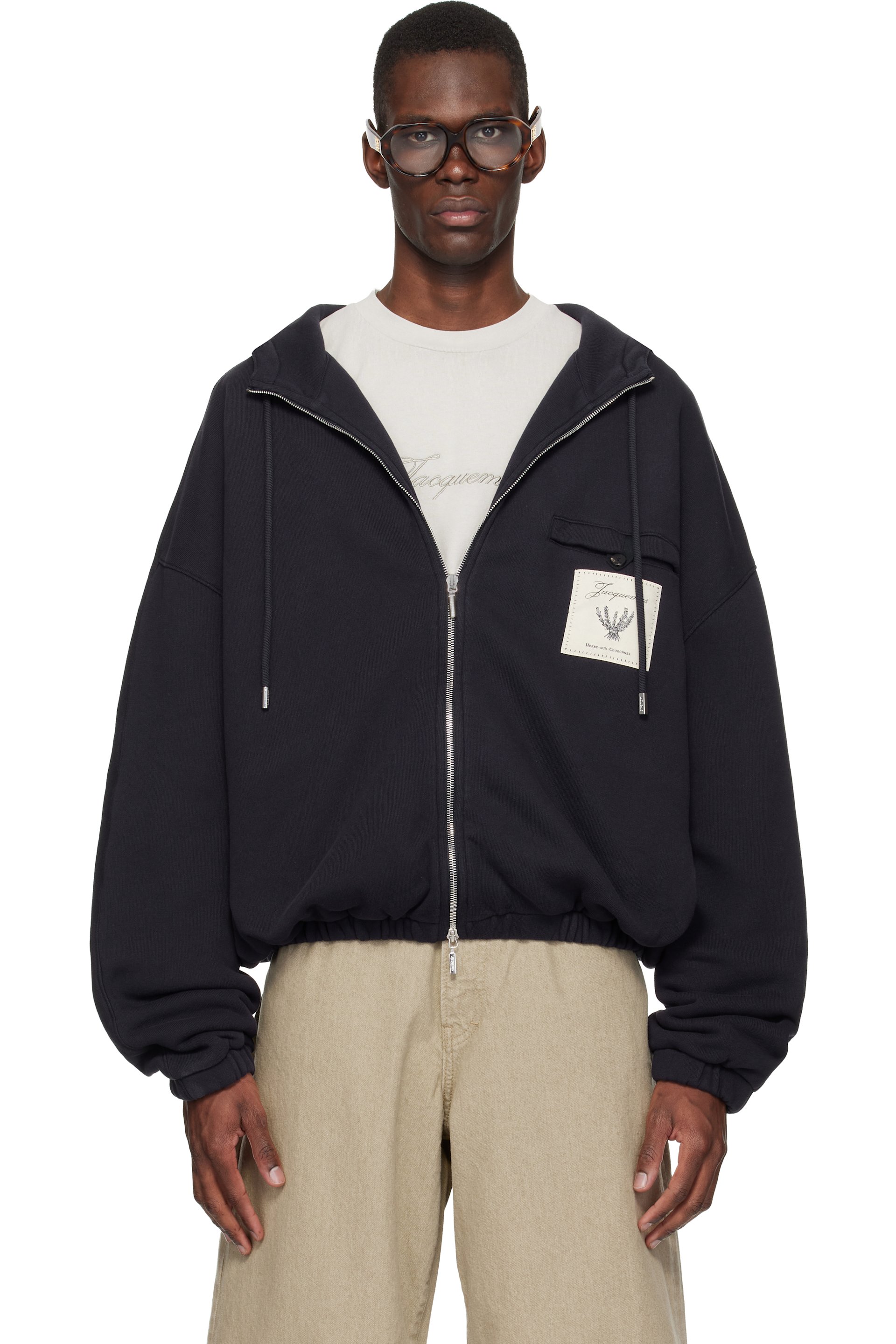 JACQUEMUS: ネイビー 'The Torneo' フーディ | SSENSE 日本