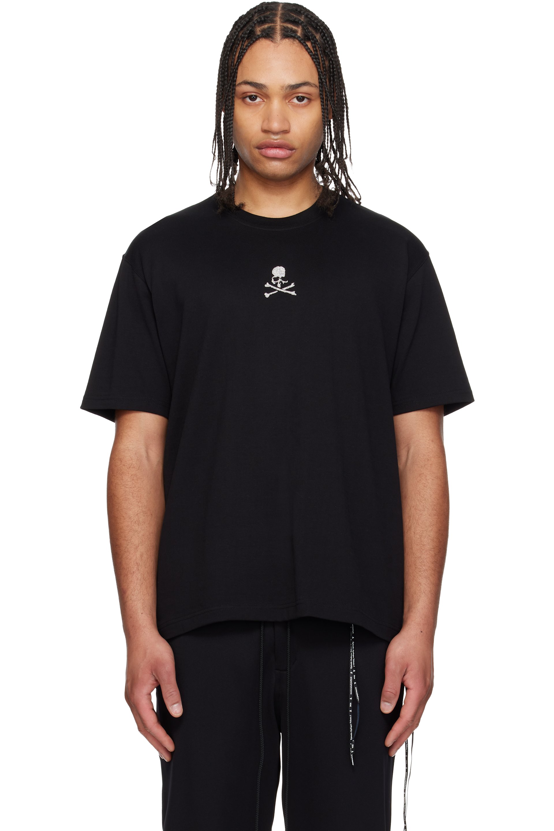 mastermind JAPAN - Black Glass Beaded Loopwheel T-shirt