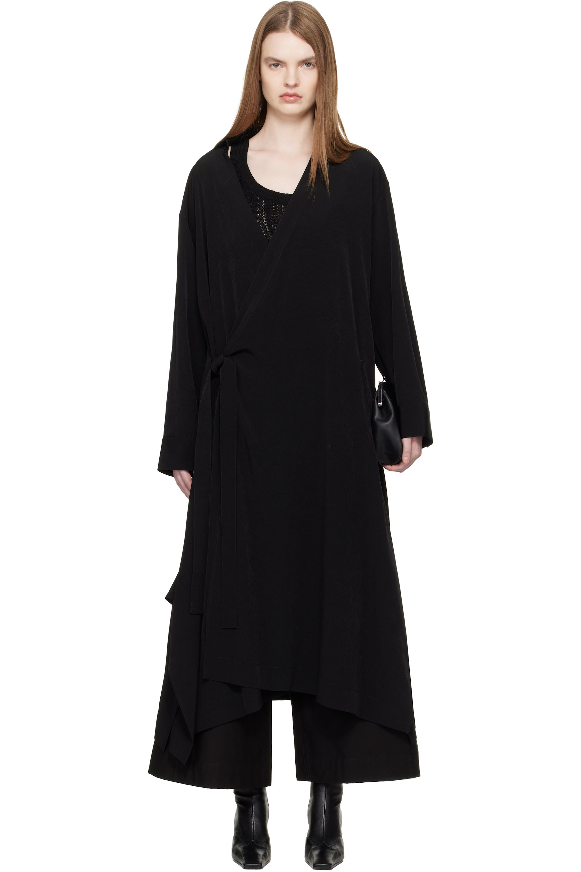 Yohji Yamamoto - Robe midi décontractée noire de style chemise