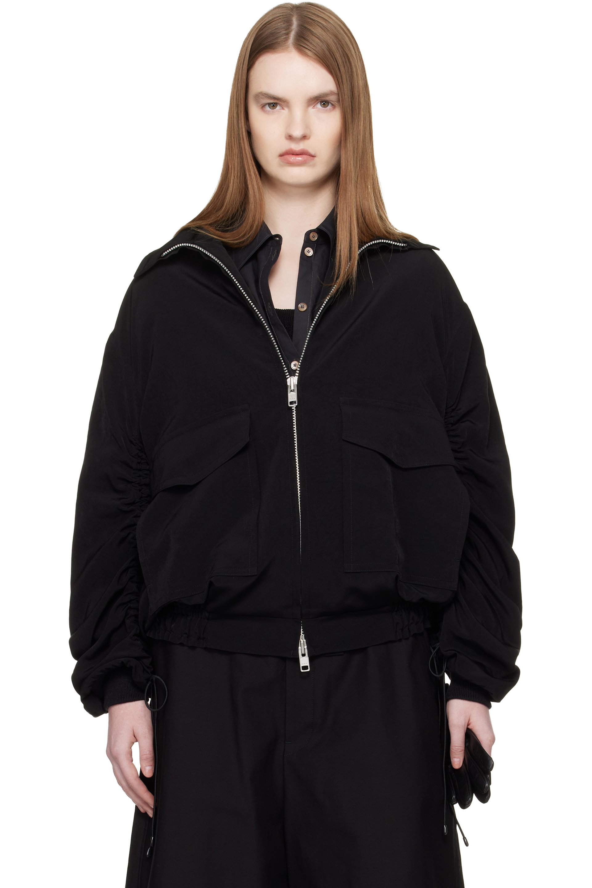Yohji Yamamoto - Blouson noir à manches à bouillons