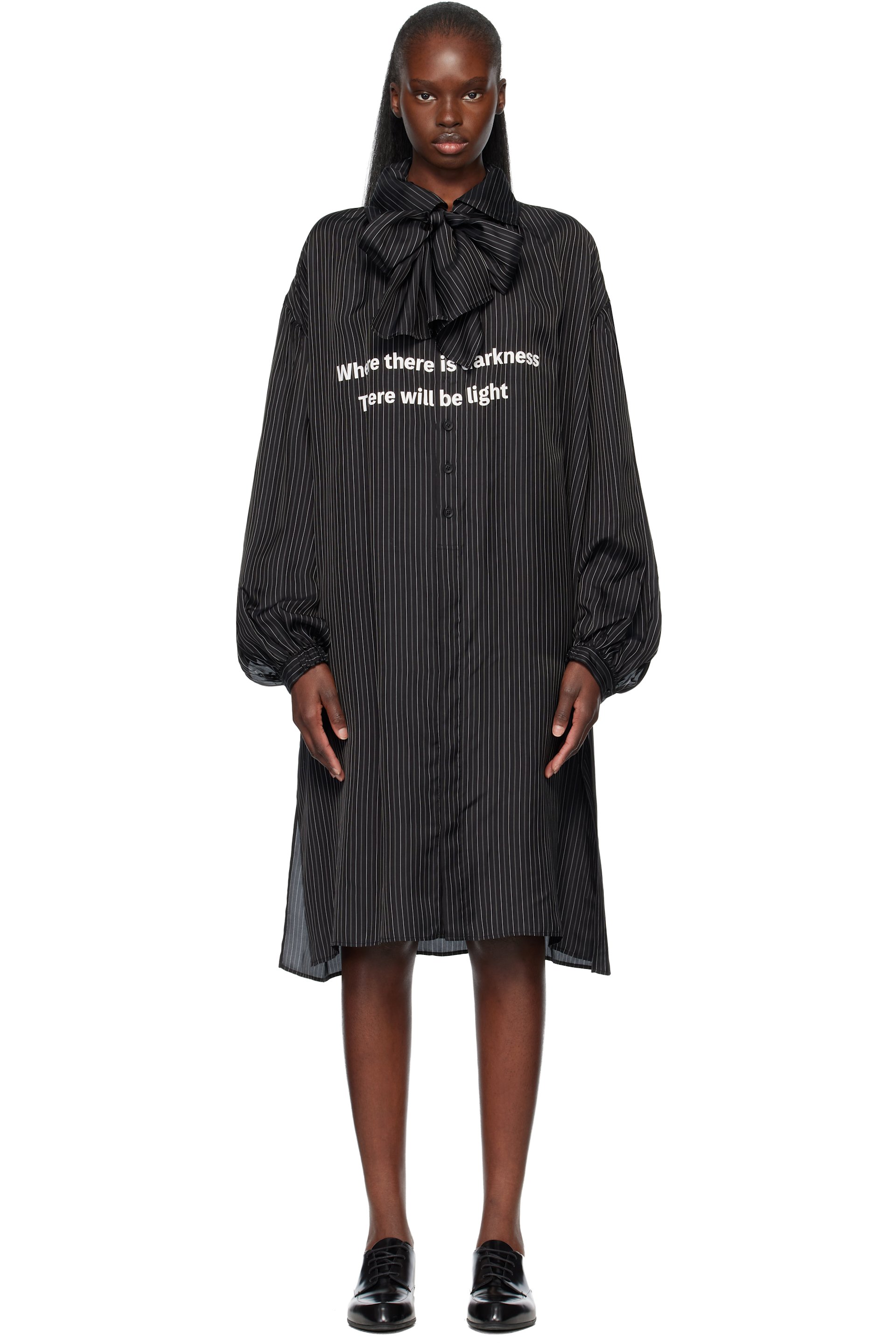 YOHJI YAMAMOTO - Black Message Scarf Shirt