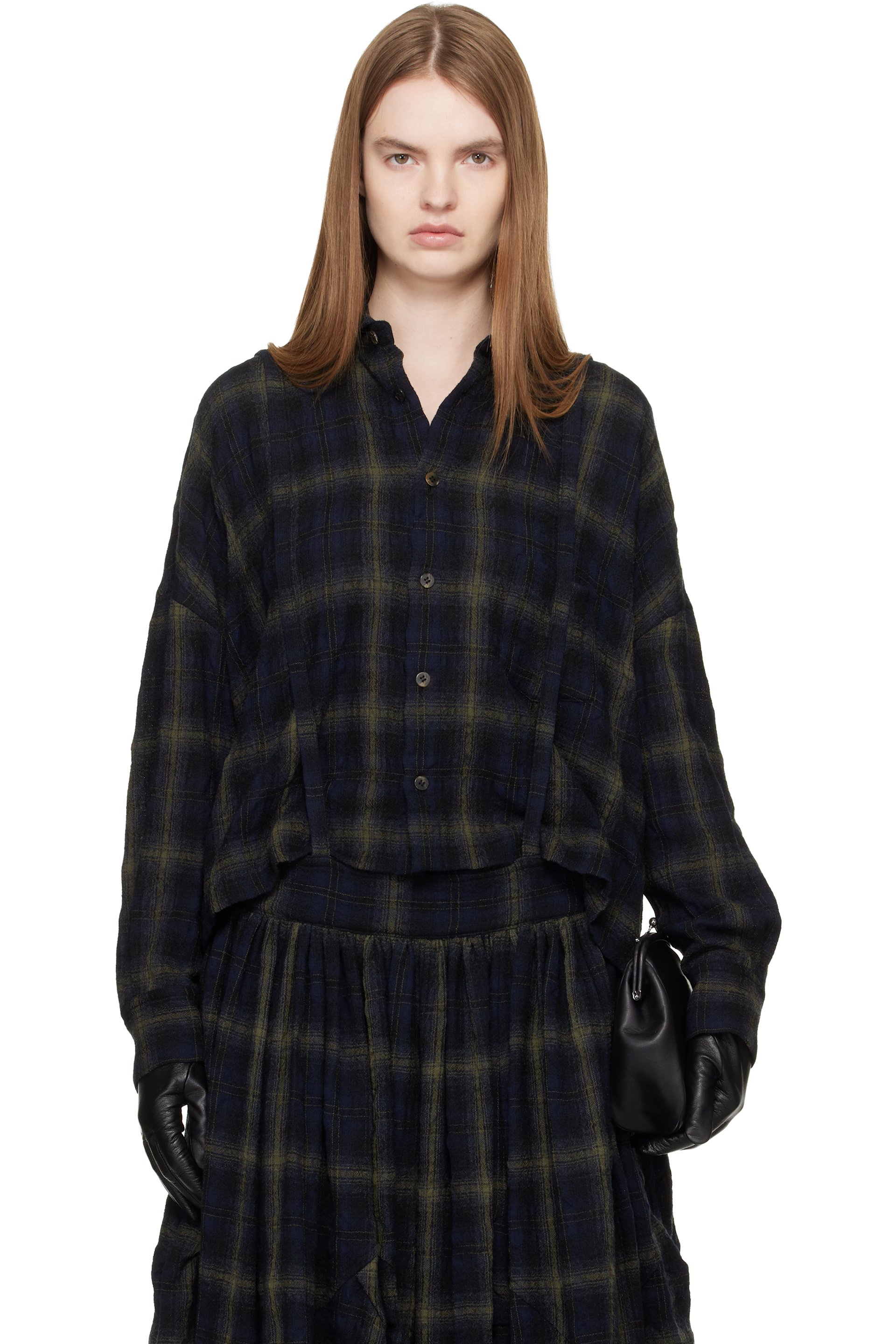 Yohji Yamamoto - Chemise surdimensionnée bleu marine