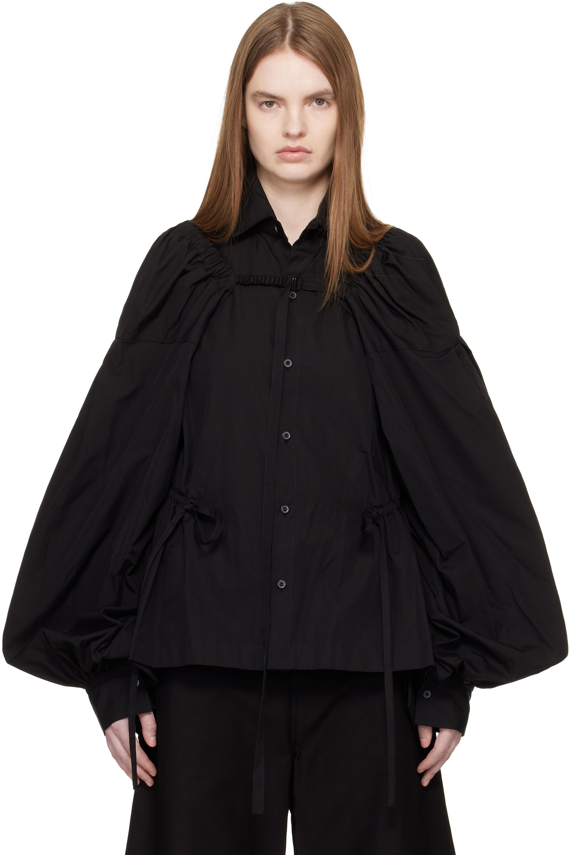 Yohji Yamamoto - Chemise noire à empiècement superposé