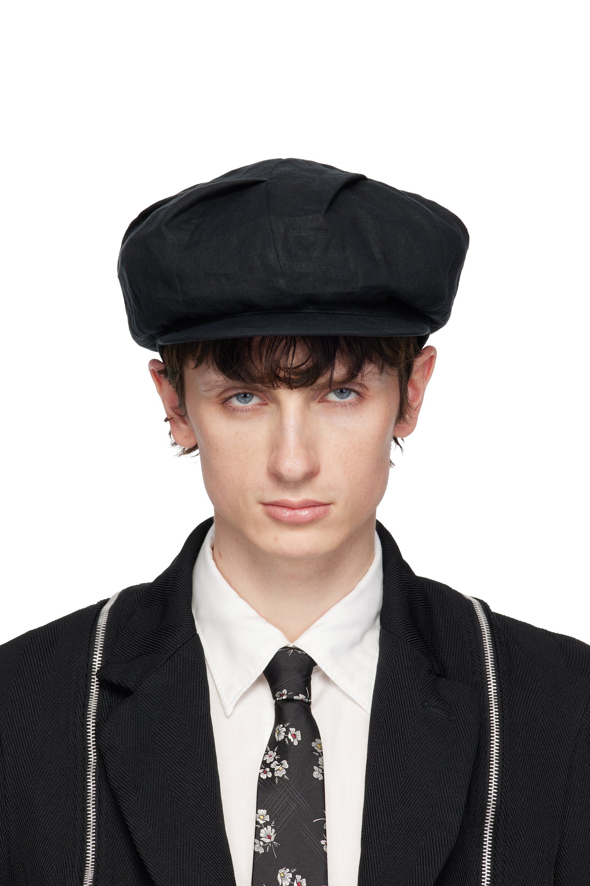 YOHJI YAMAMOTO - Black Flax Flat Tuck Casquette Cap