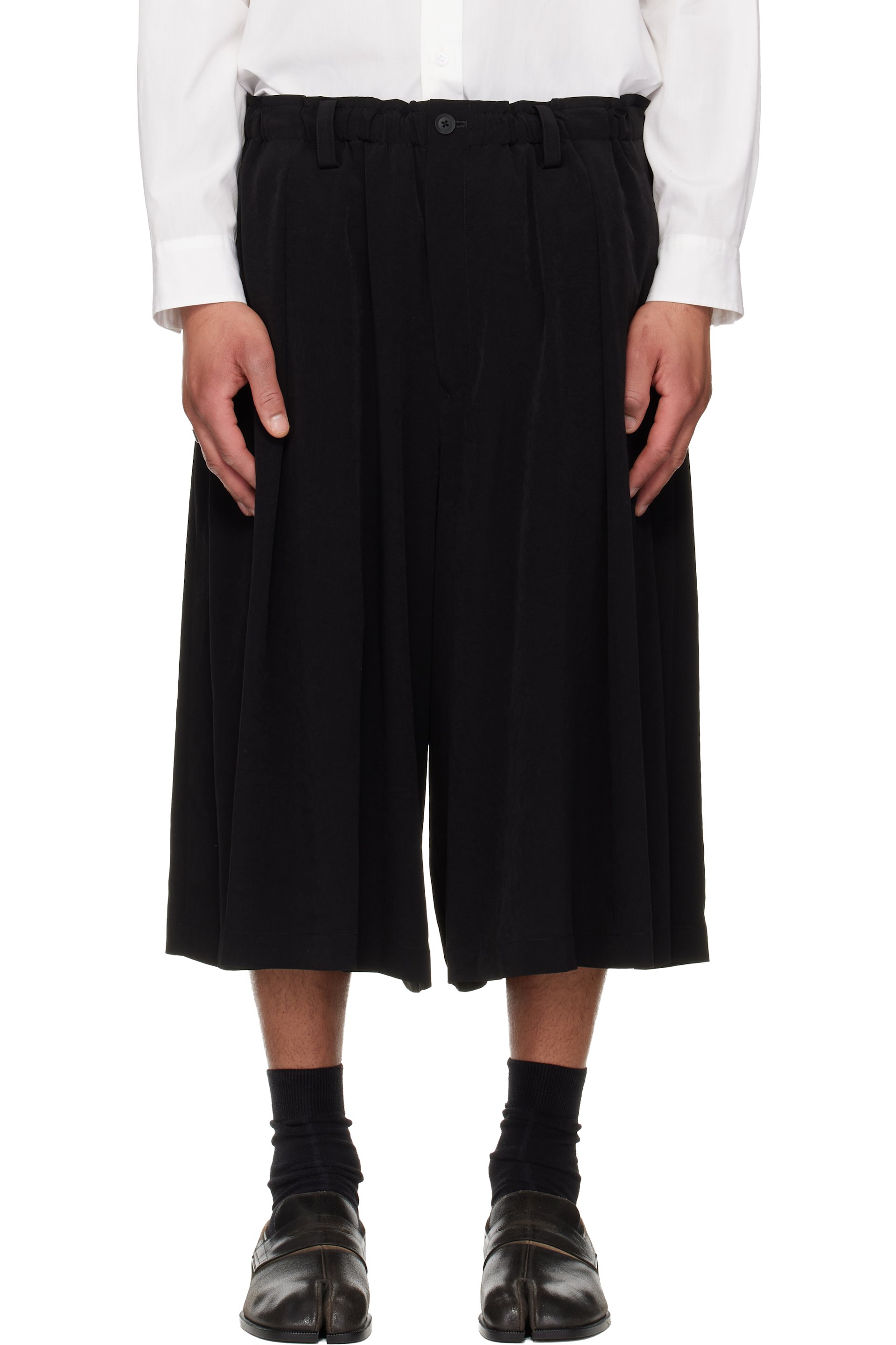 YOHJI YAMAMOTO - 블랙 8 턱 스티치 슬랙스