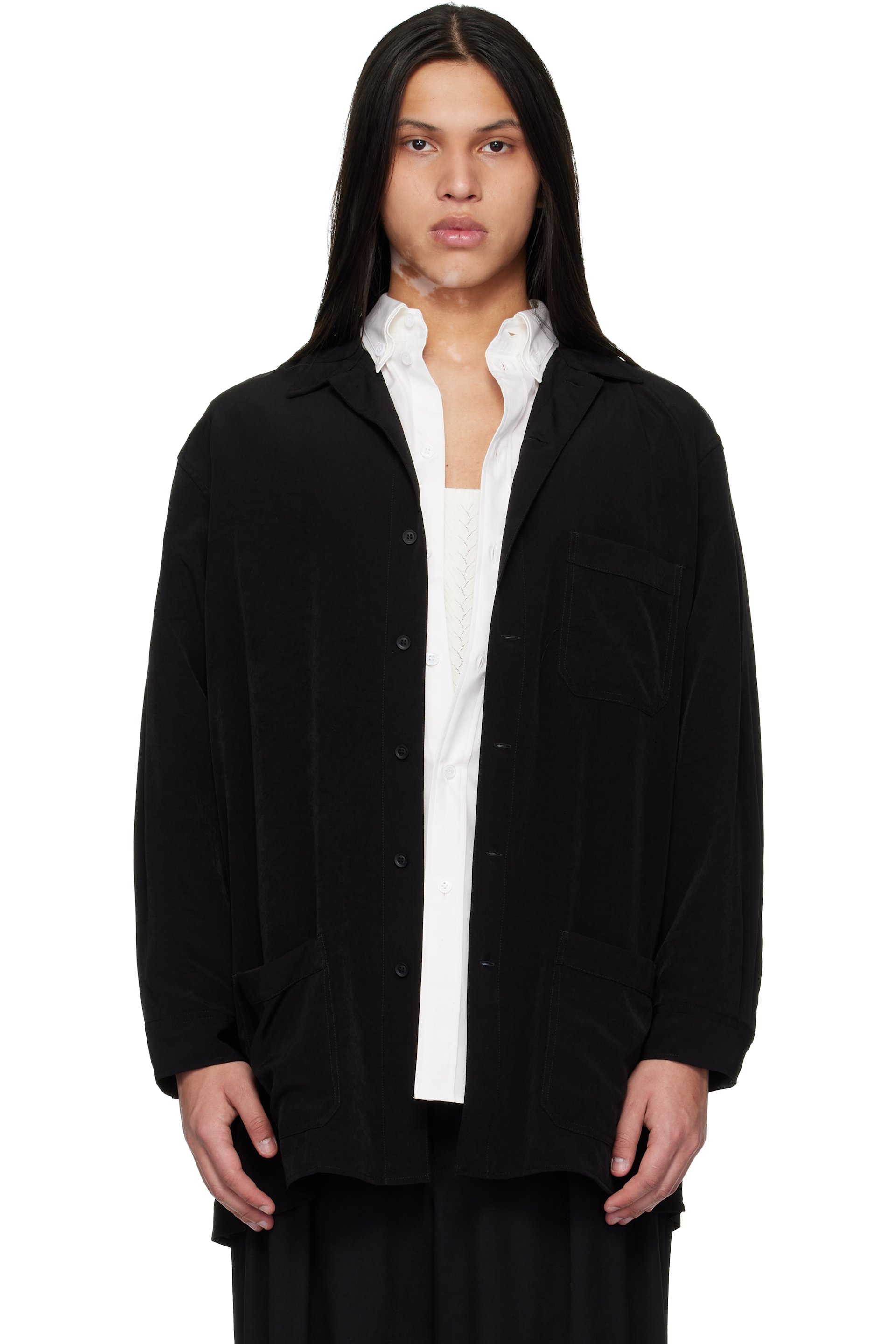 YOHJI YAMAMOTO - 블랙 TA 턱시도 3포켓 셔츠