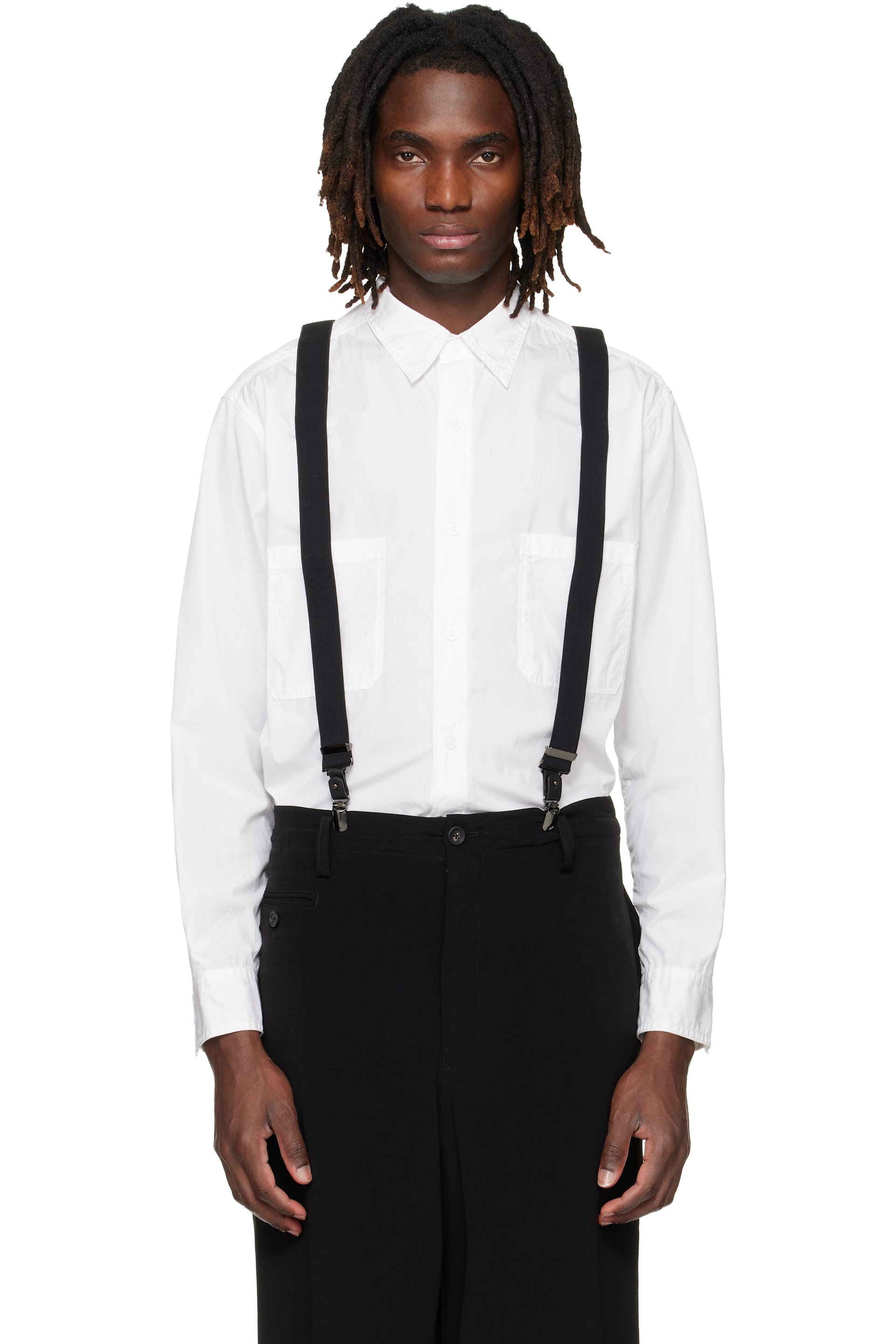 YOHJI YAMAMOTO - 화이트 빅 스탠다드 체인 스티치 셔츠
