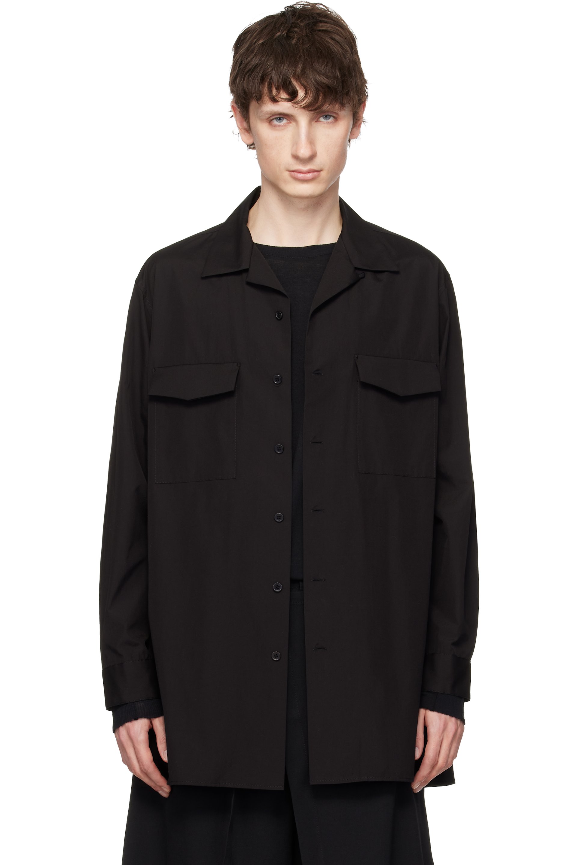 YOHJI YAMAMOTO - 블랙 수트 브로드 Cdh 오픈 칼라 셔츠