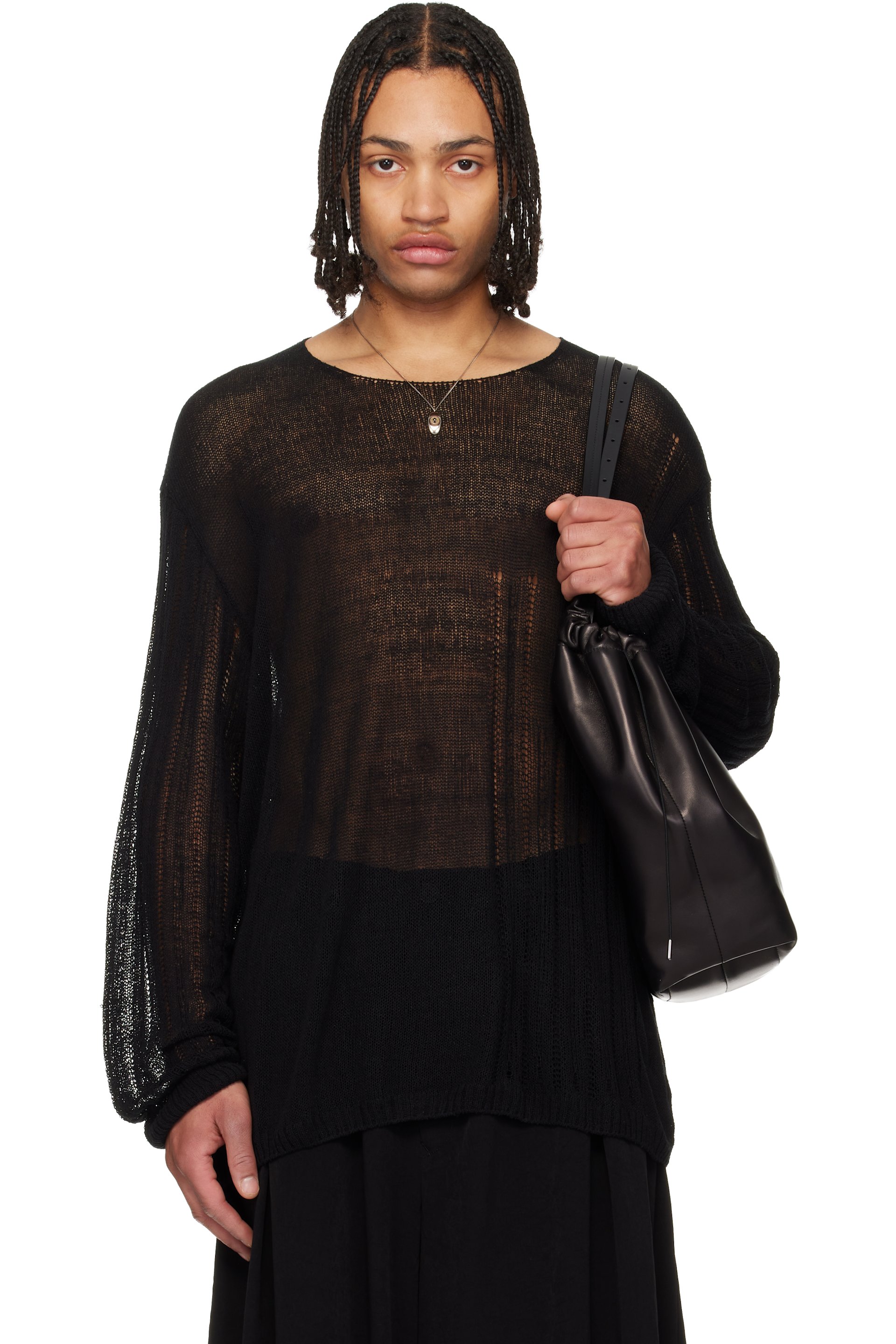 YOHJI YAMAMOTO - Black Round Neck Pullover Sweater