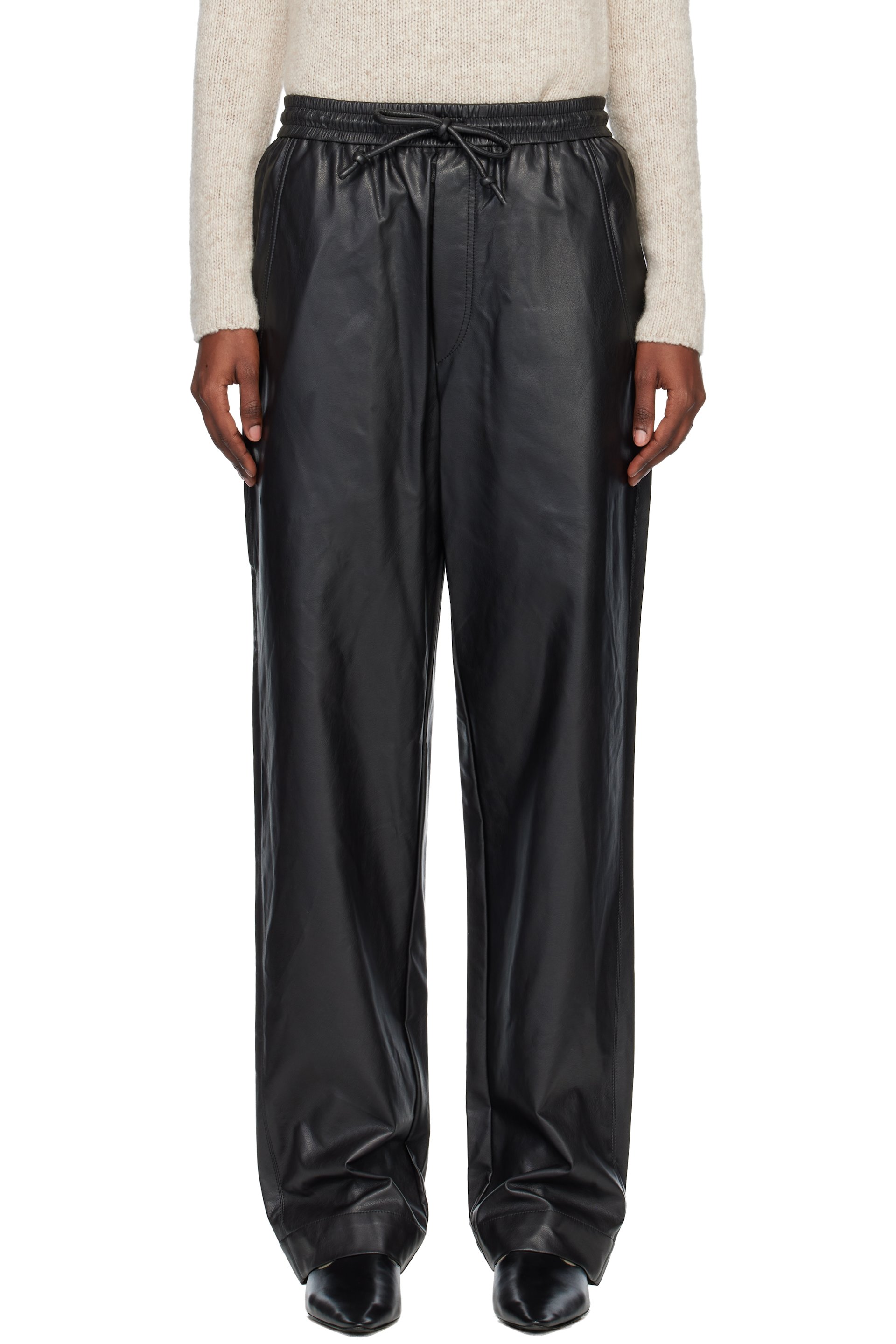 Isabel Marant Etoile - Pantalon Nereane noir en cuir synthétique