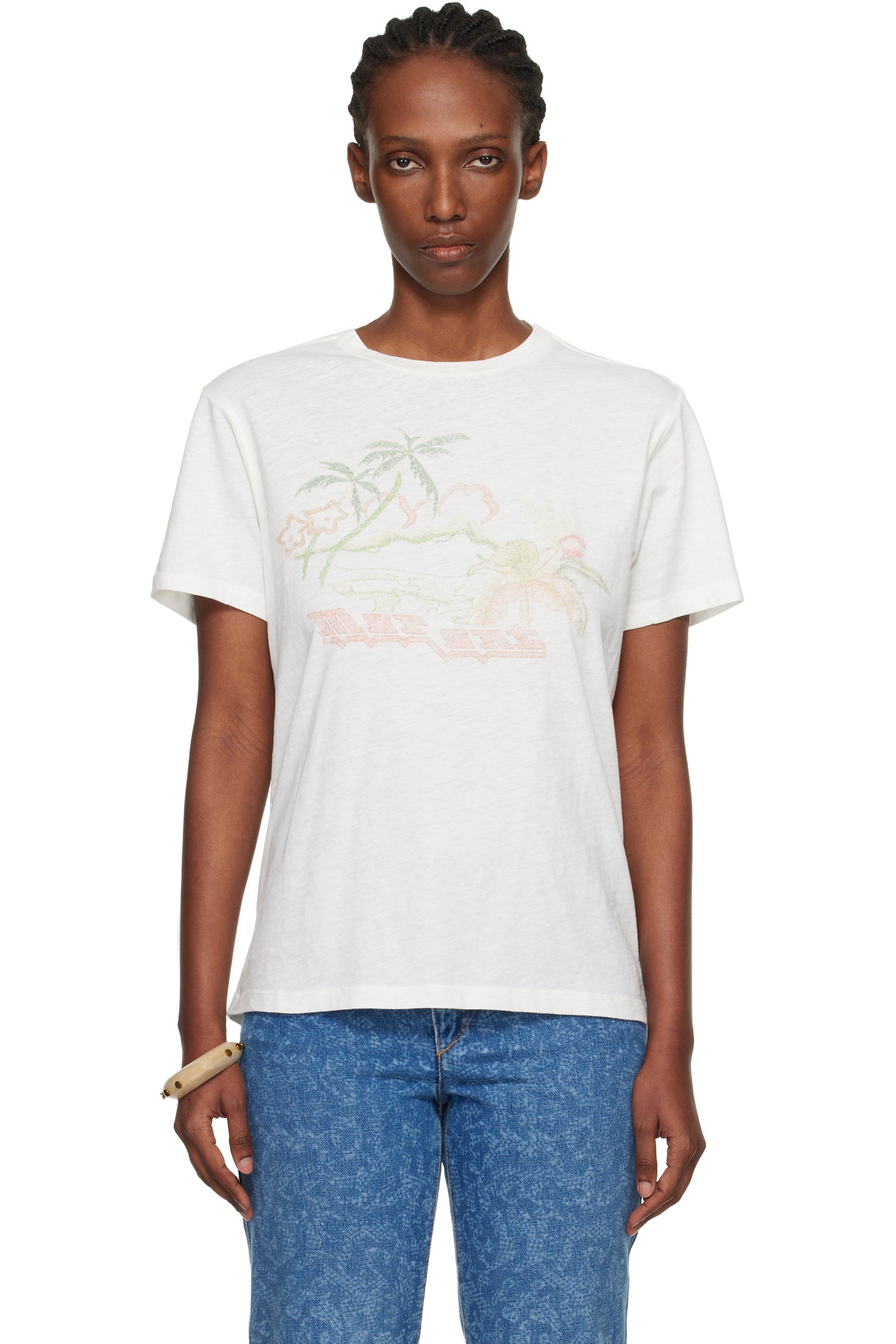 Isabel Marant Etoile - T-shirt Zewel Summer Souvenir blanc cassé