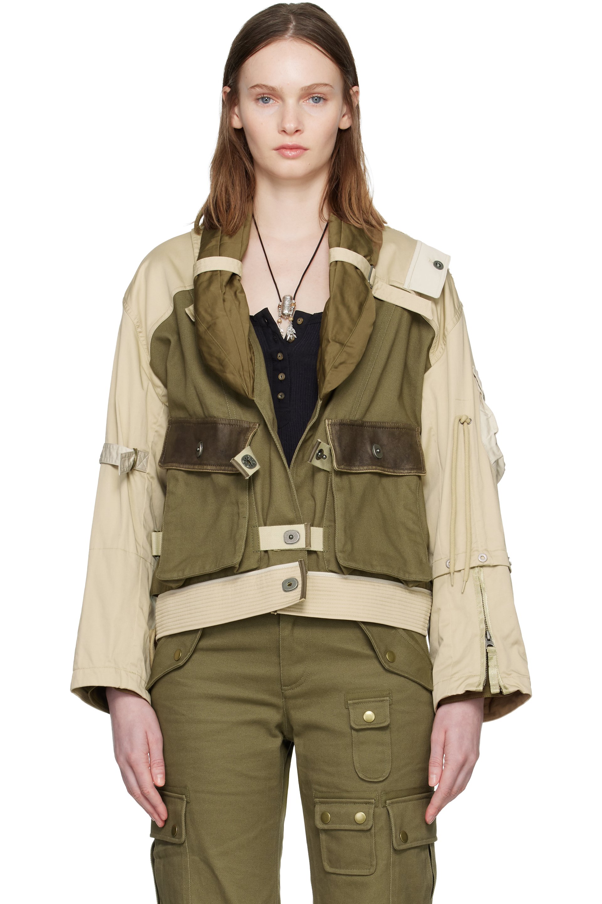 Isabel Marant - Blouson aviateur Julissa kaki et beige