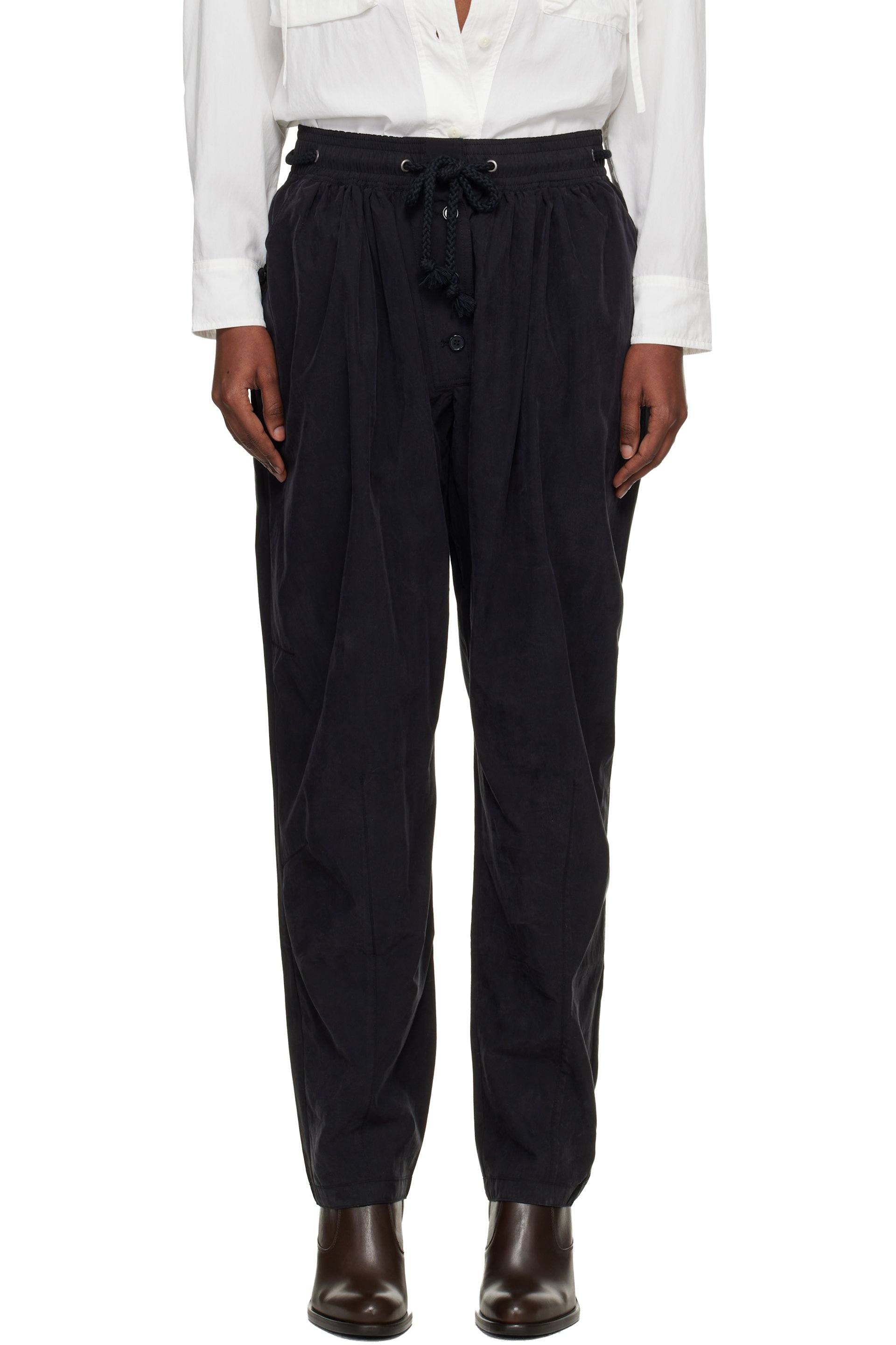 Isabel Marant - Pantalon décontracté Falcona noir en popeline légère